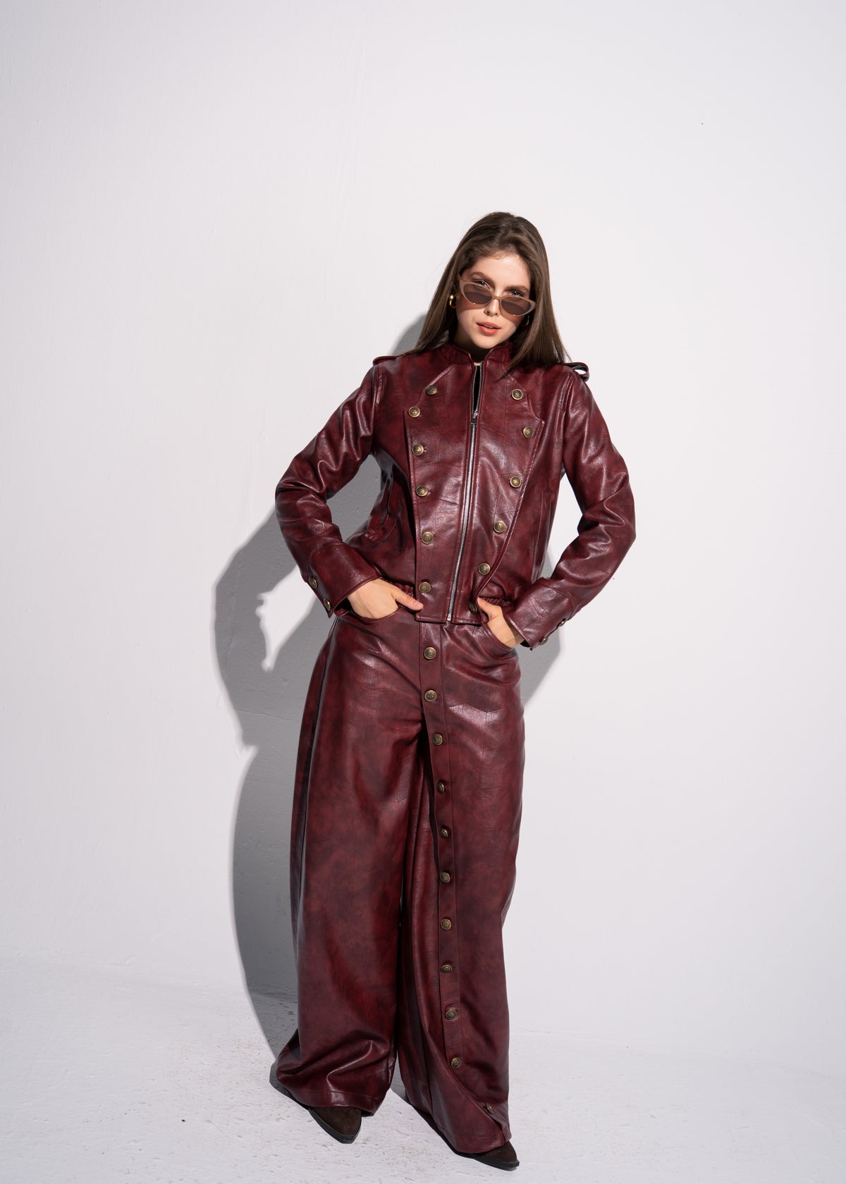 Buttoned Leather Jacket