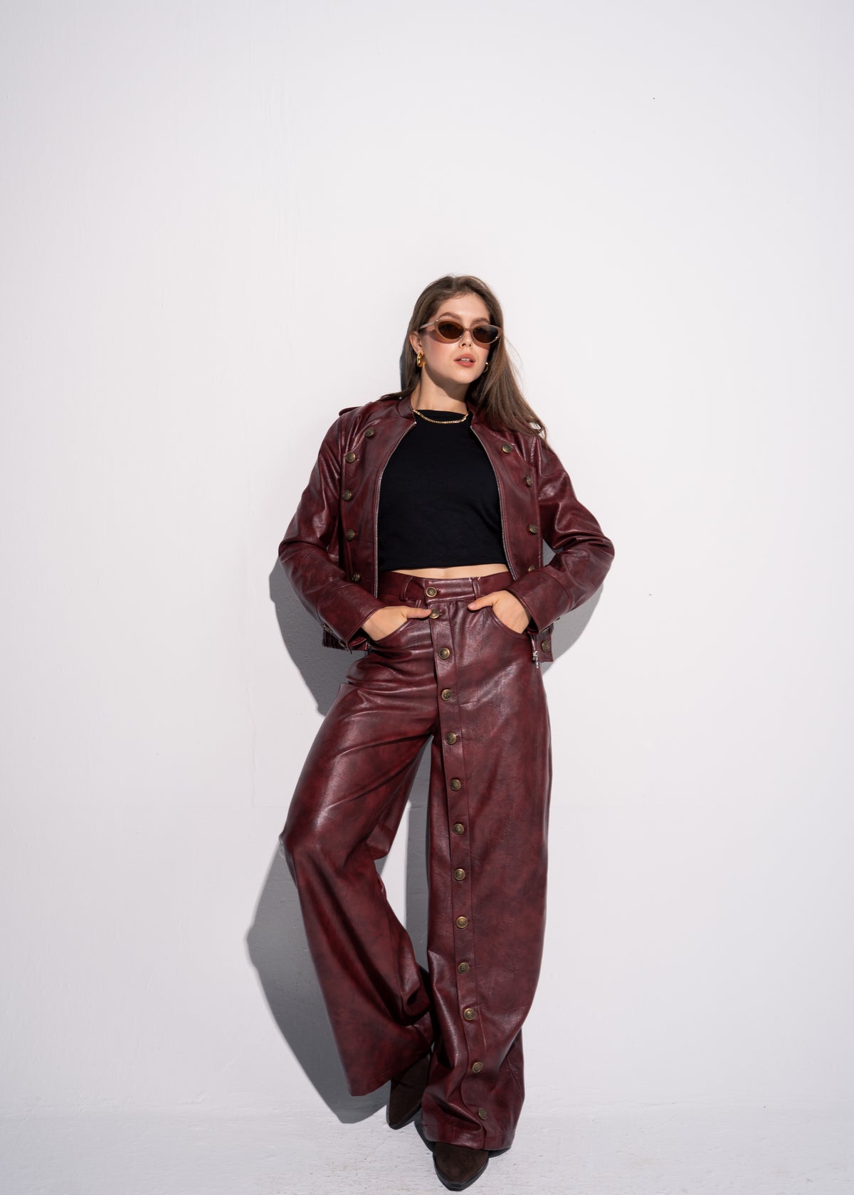 Buttoned Leather Jacket