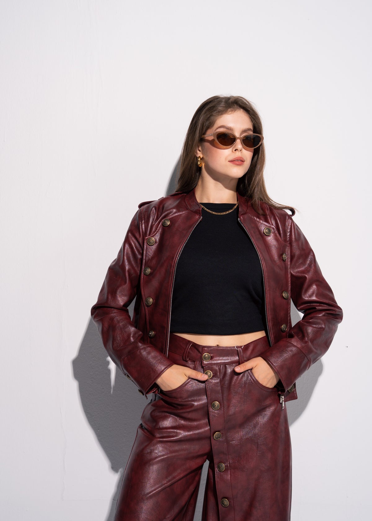 Buttoned Leather Jacket
