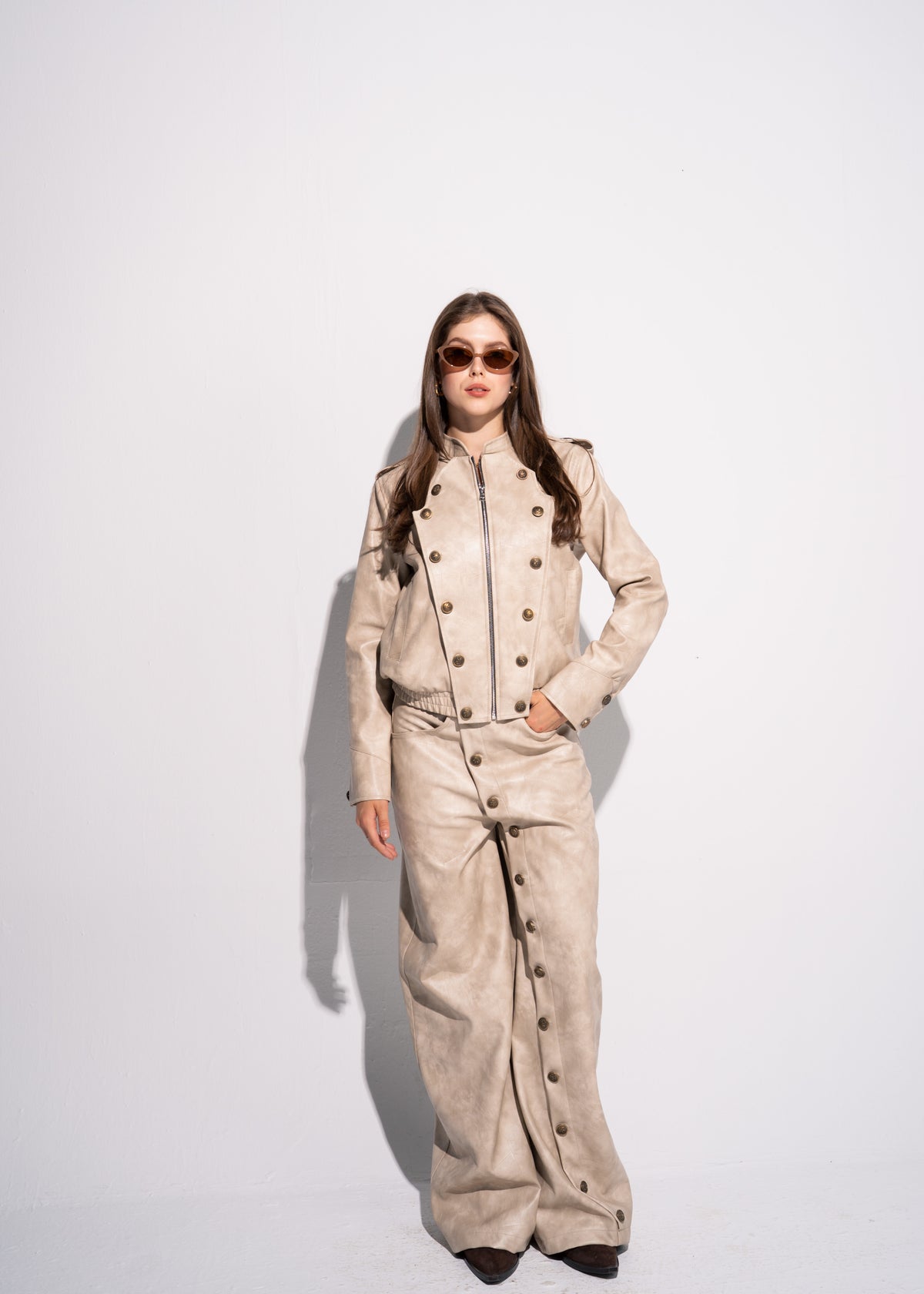 Buttoned Leather Trousers