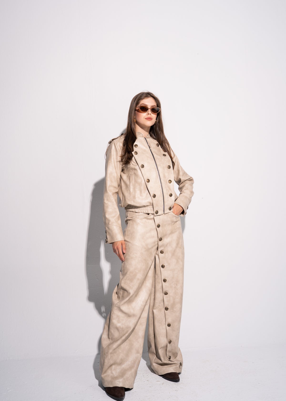 Buttoned Leather Trousers