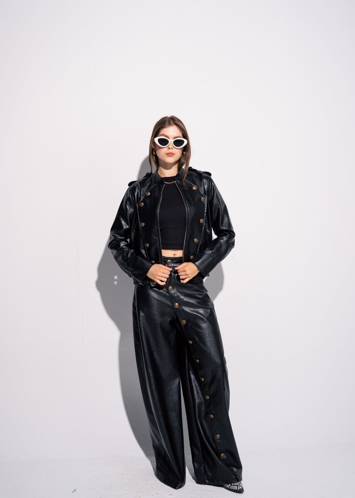 Buttoned Leather Trousers
