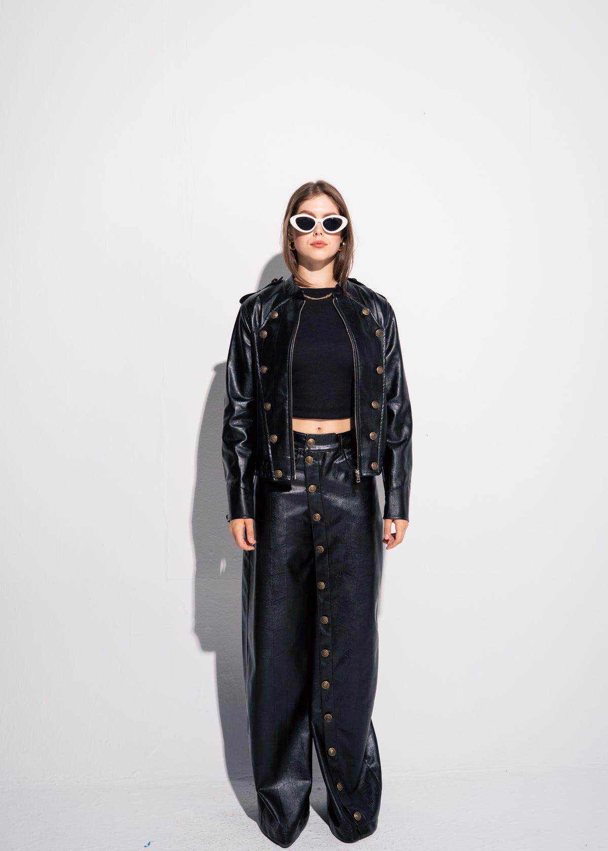 Buttoned Leather Trousers
