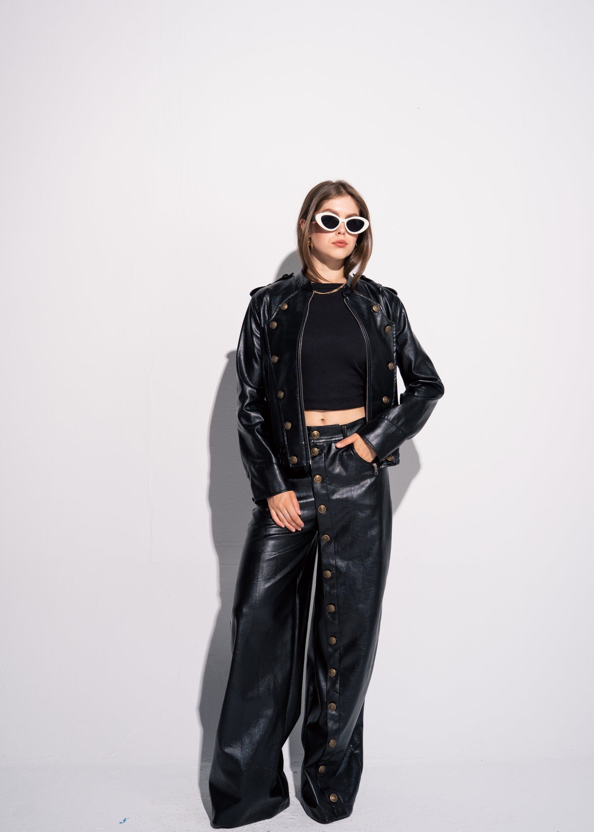 Buttoned Leather Jacket