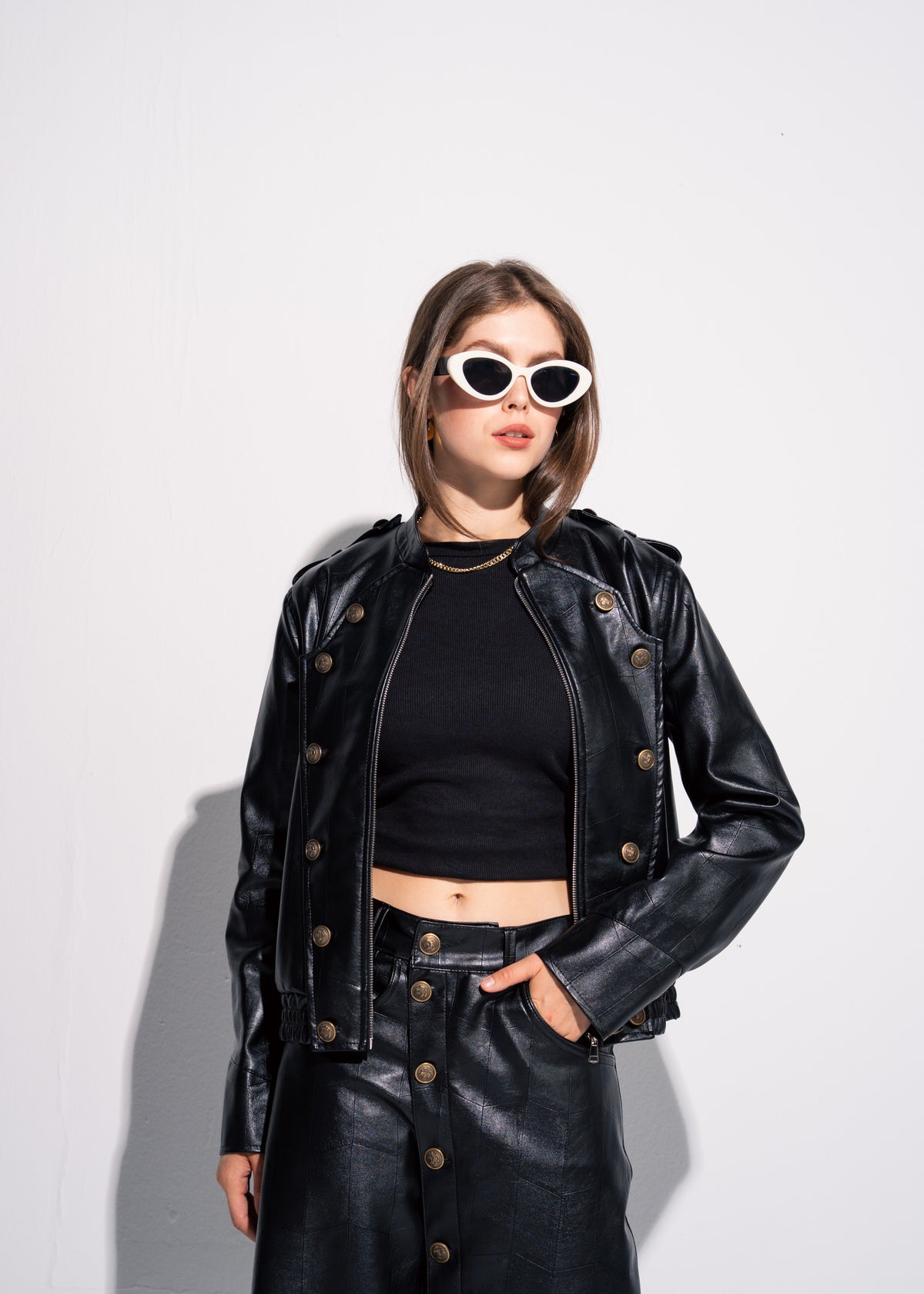 Buttoned Leather Jacket