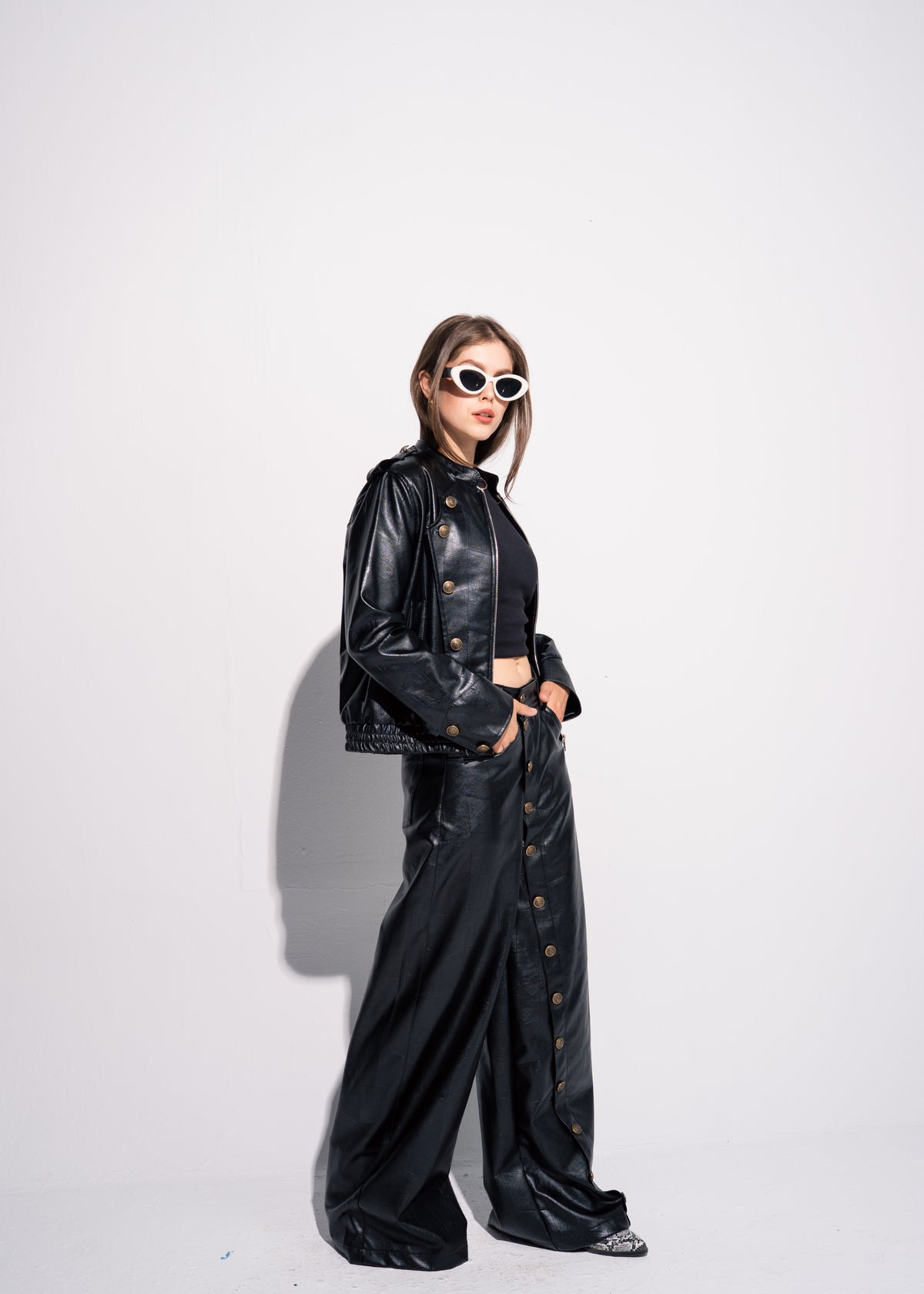 Buttoned Leather Trousers