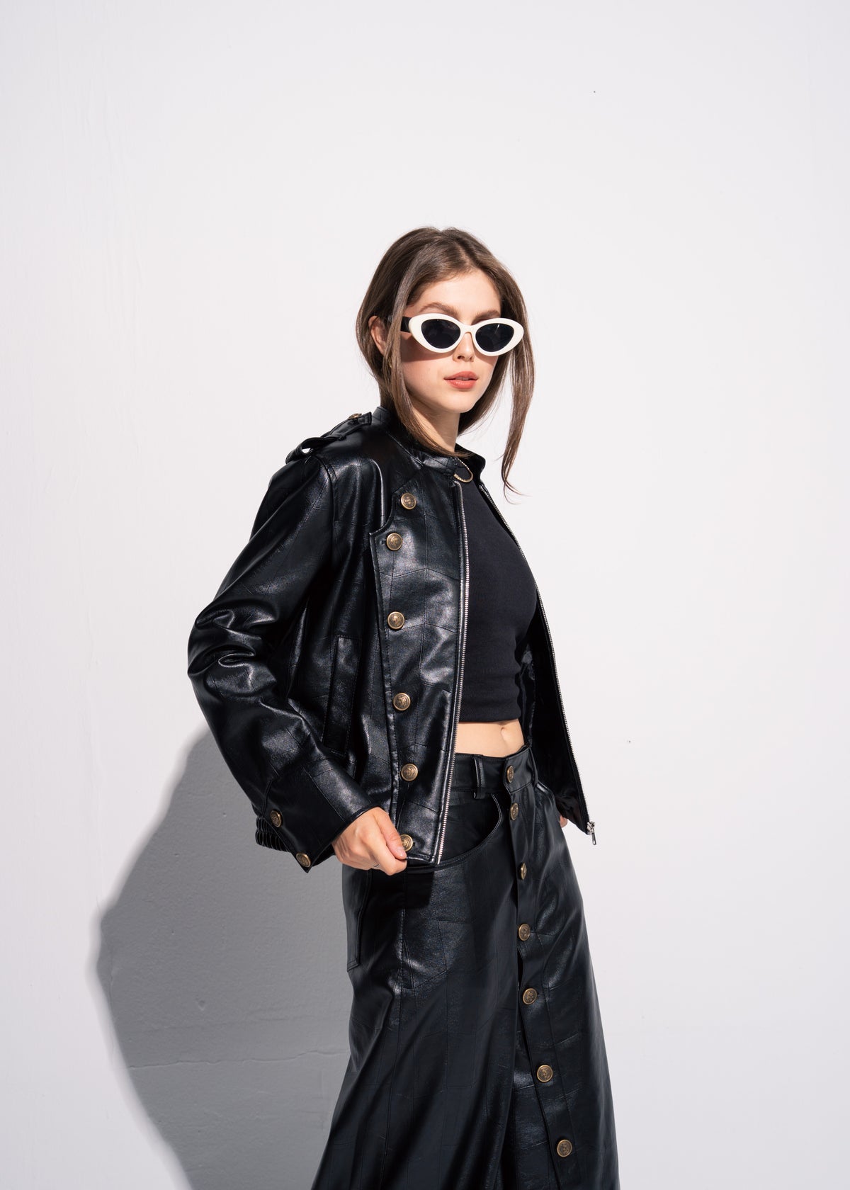 Buttoned Leather Trousers