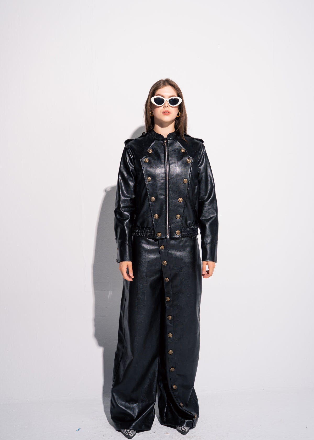 Buttoned Leather Trousers