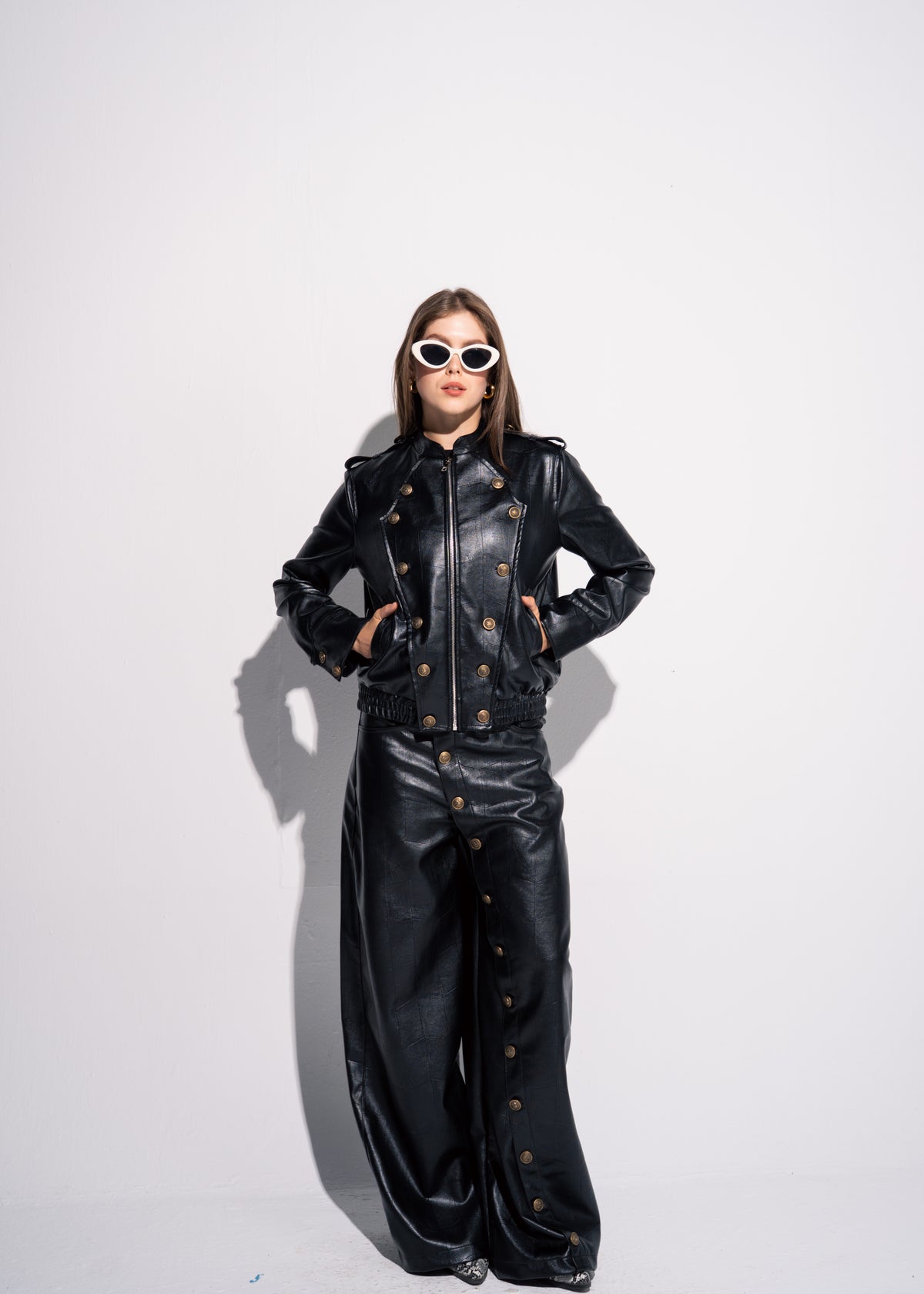 Buttoned Leather Trousers