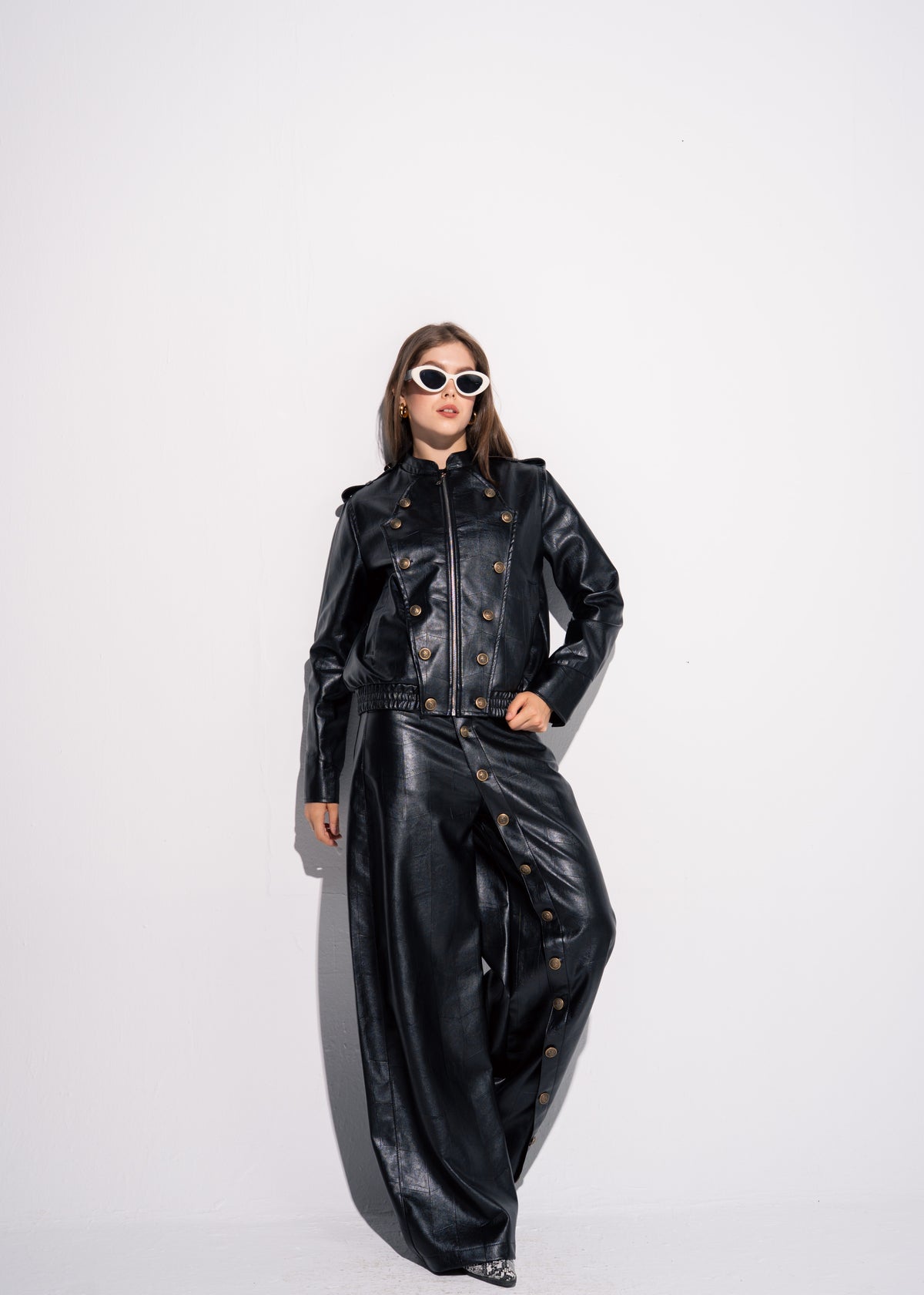 Buttoned Leather Jacket