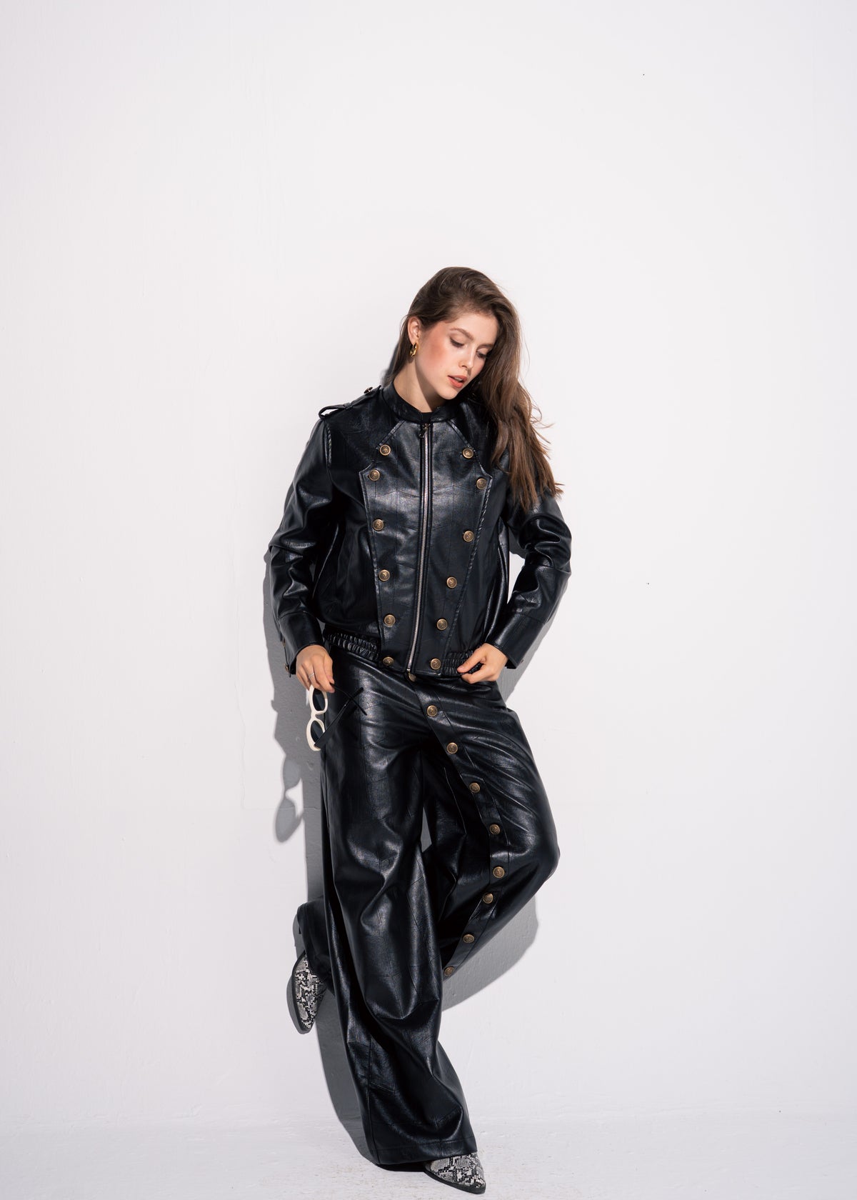 Buttoned Leather Trousers