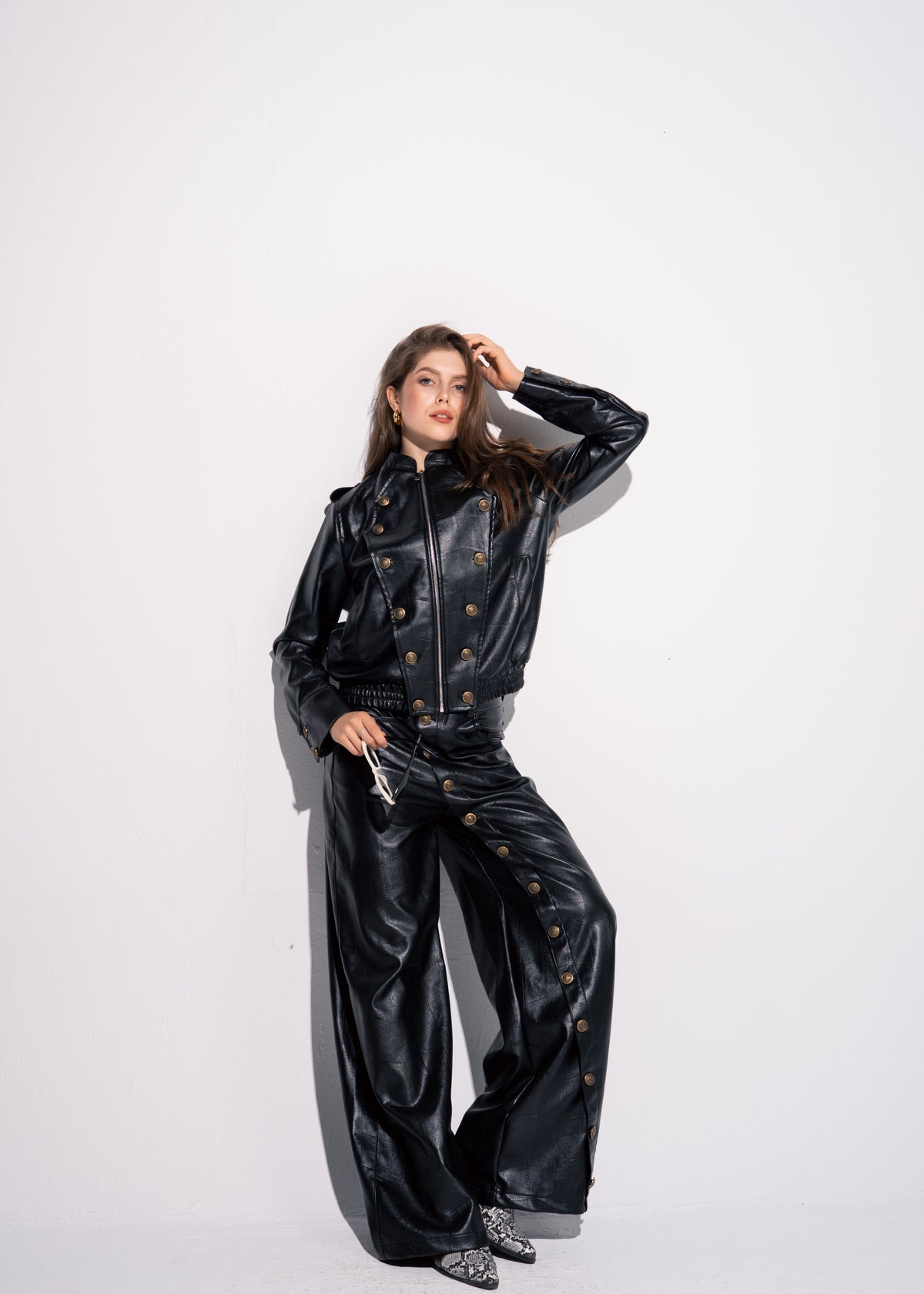 Buttoned Leather Jacket