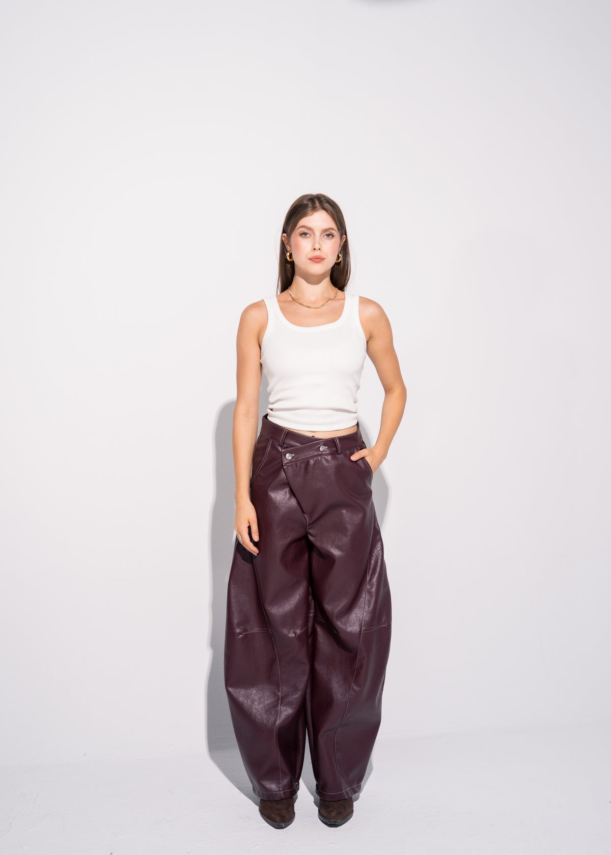 Cross Over Leather Trousers
