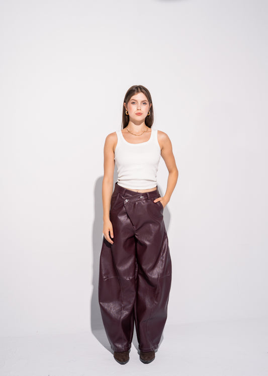 Cross Over Leather Trousers