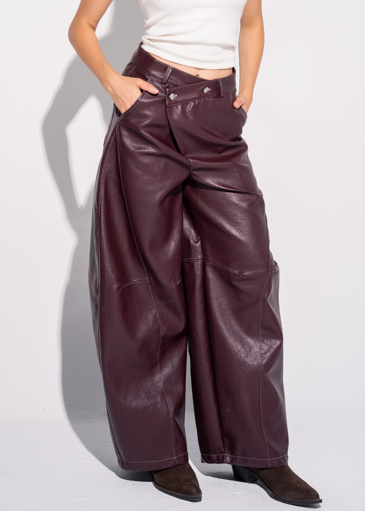 Cross Over Leather Trousers