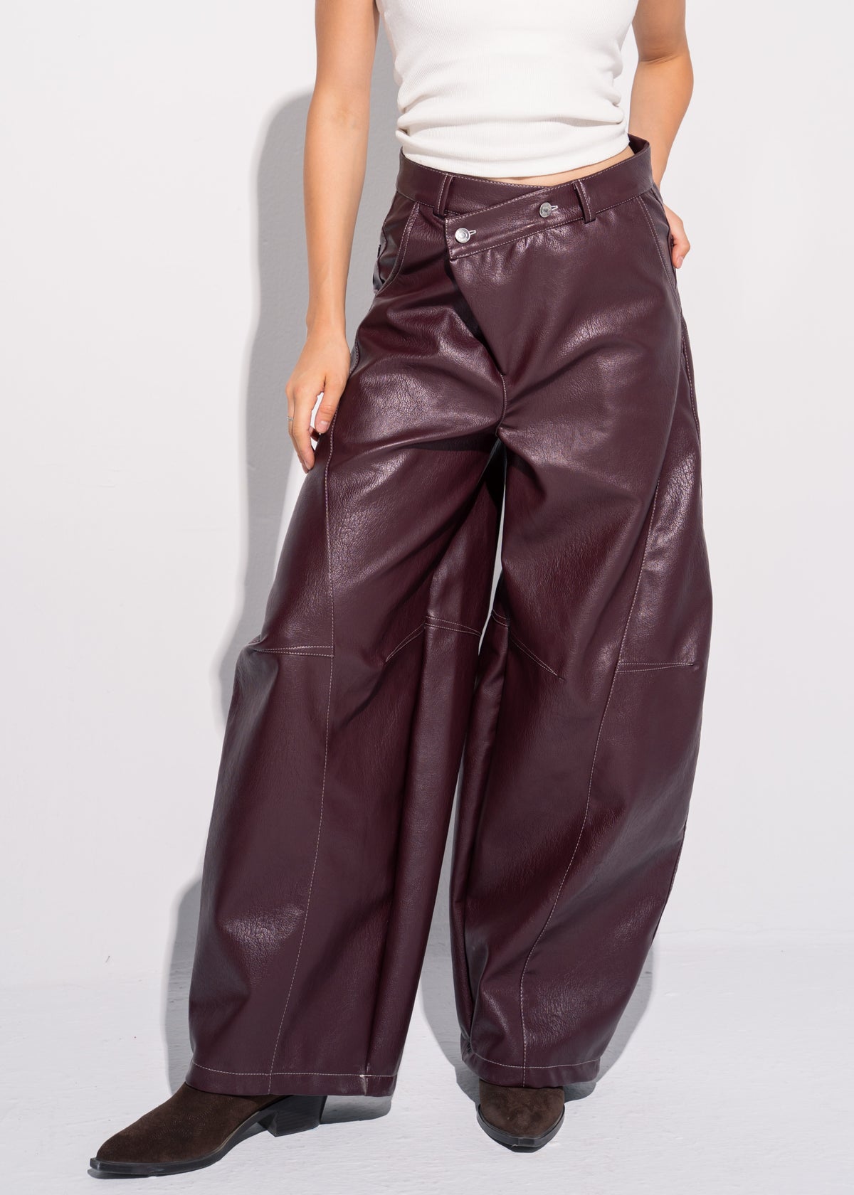Cross Over Leather Trousers