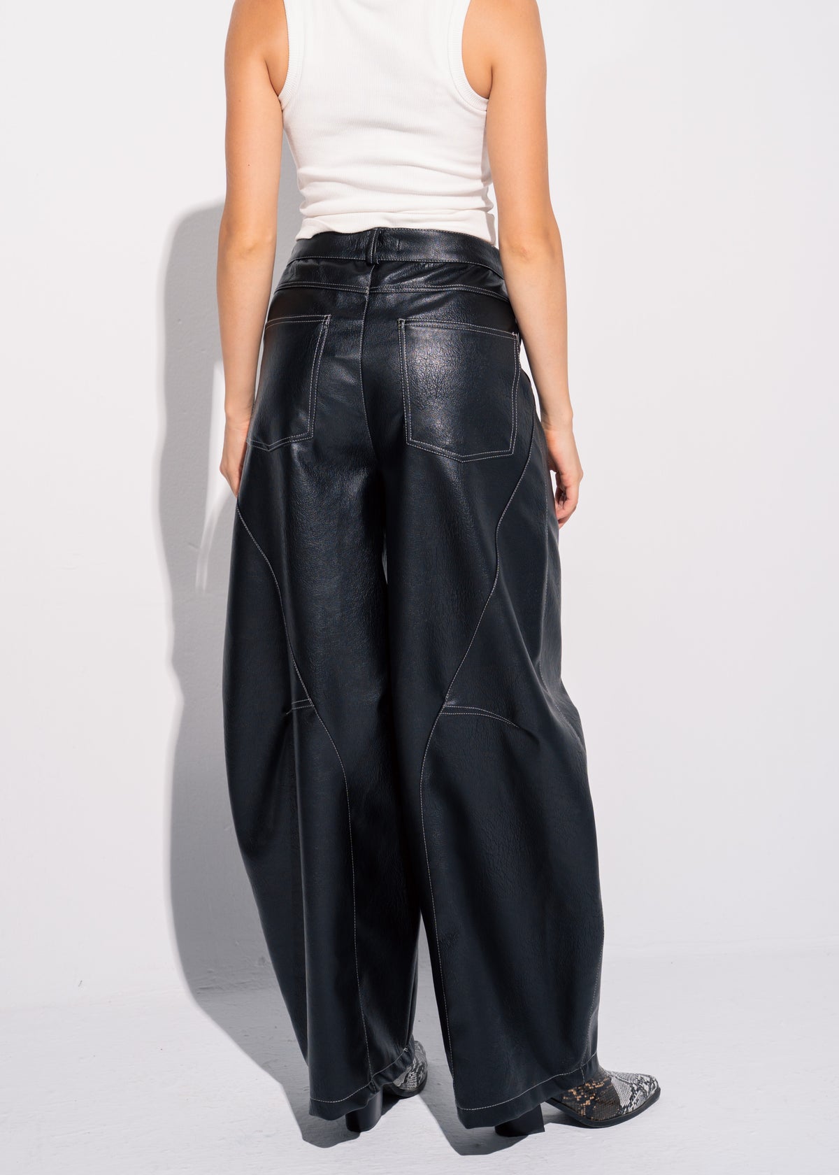 Cross Over Leather Trousers