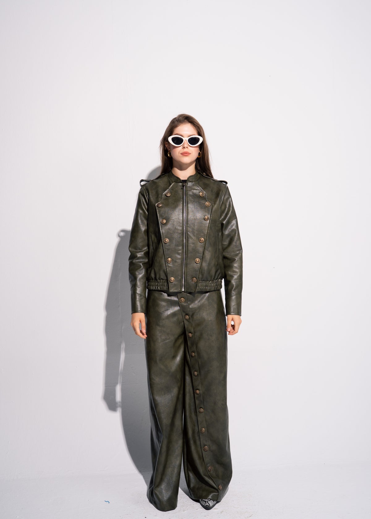 Buttoned Leather Trousers