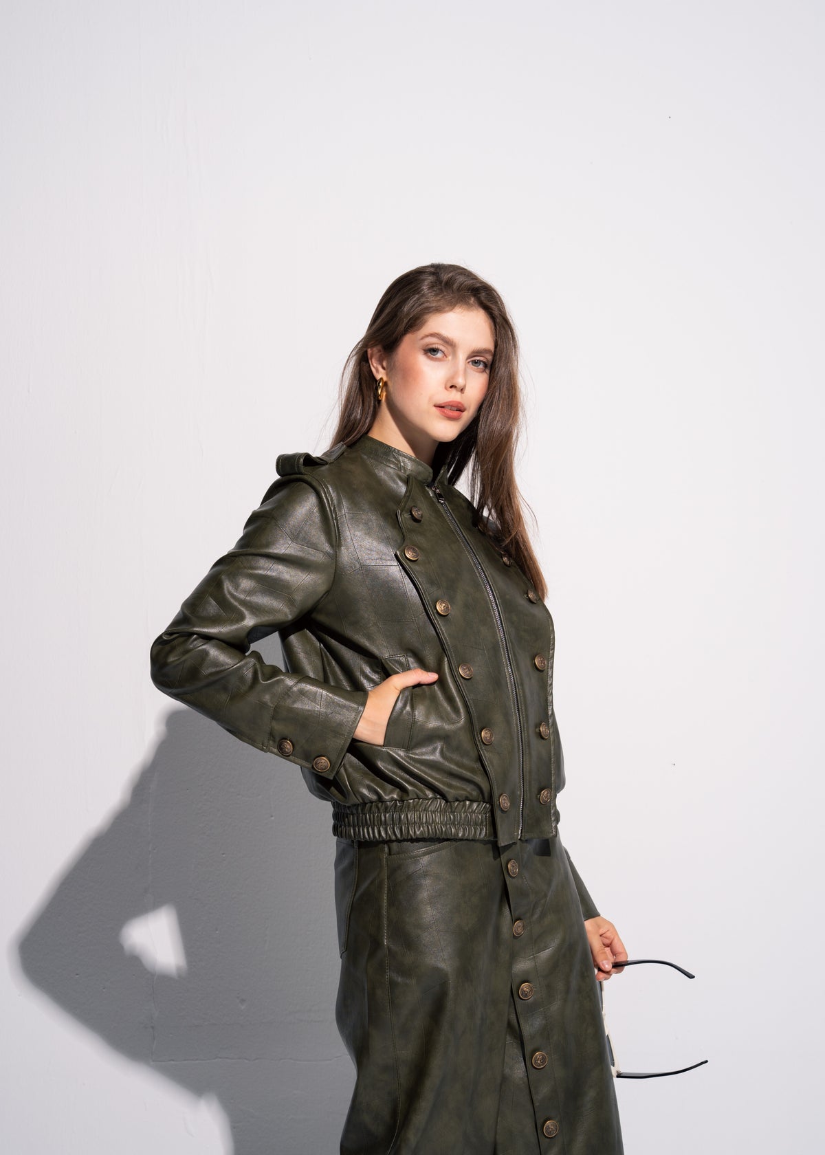 Buttoned Leather Jacket