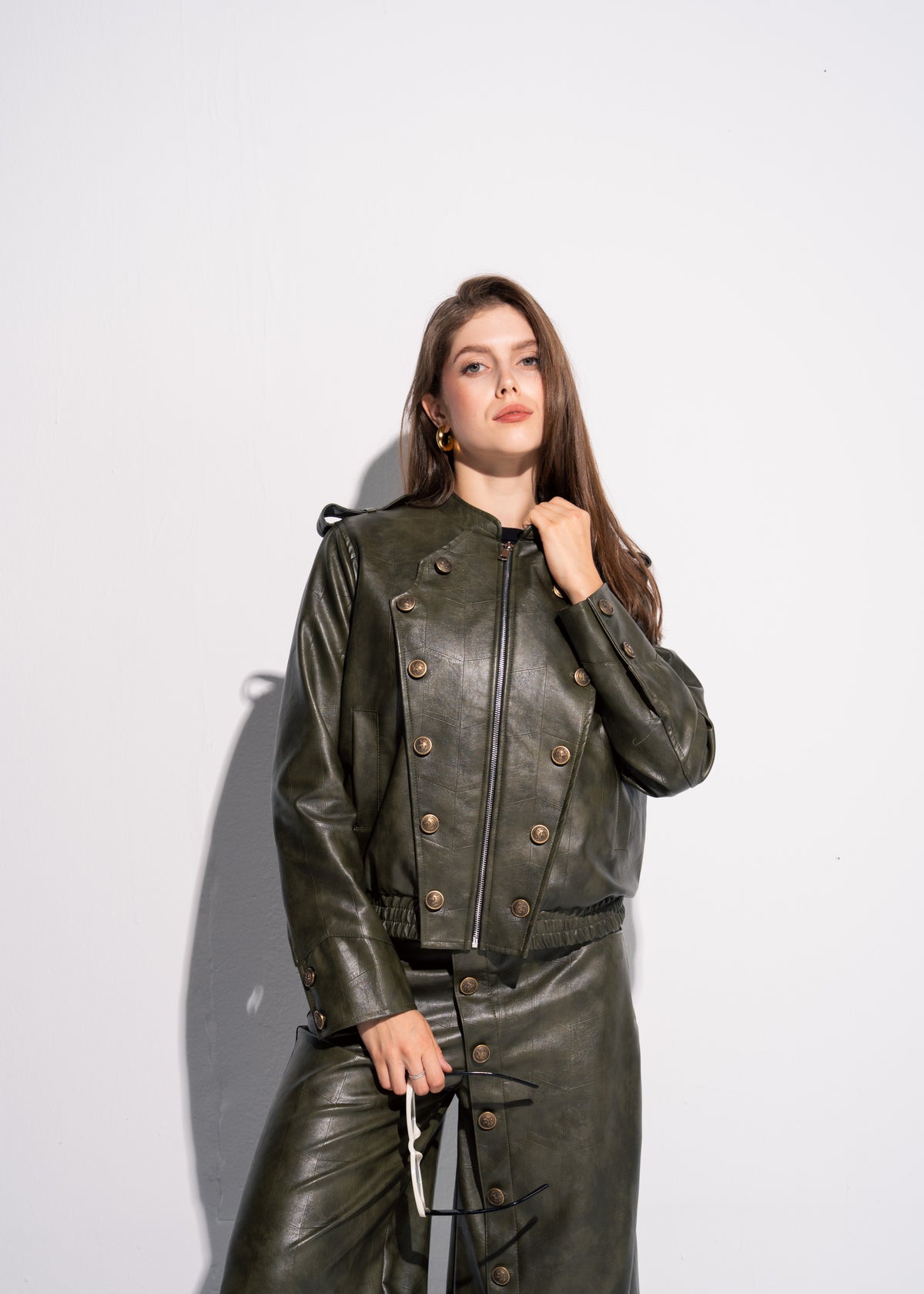 Buttoned Leather Jacket