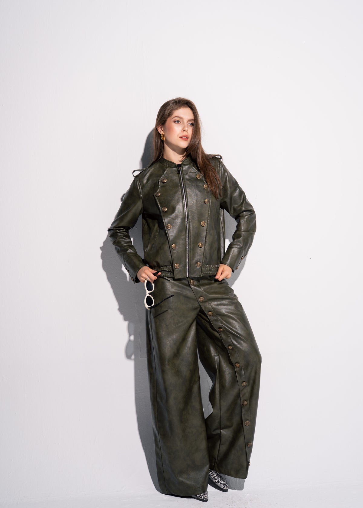 Buttoned Leather Trousers