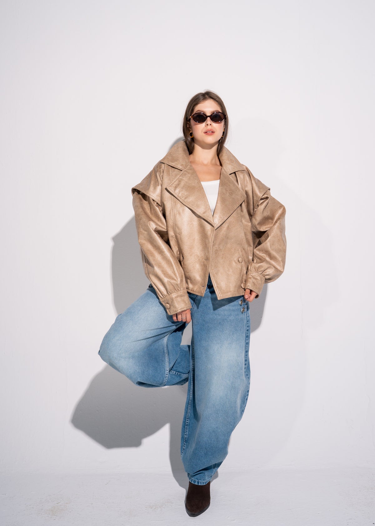 Relaxed Fit Leather Jacket