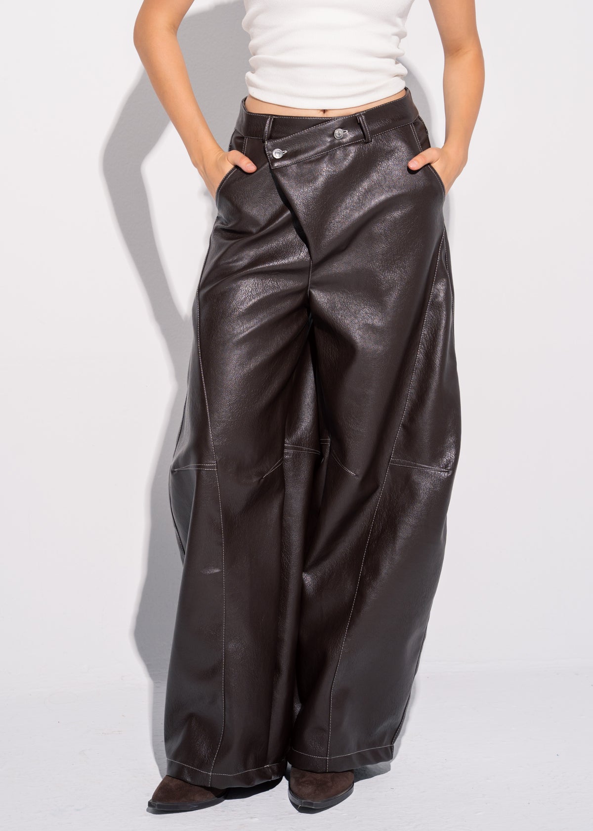 Cross Over Leather Trousers