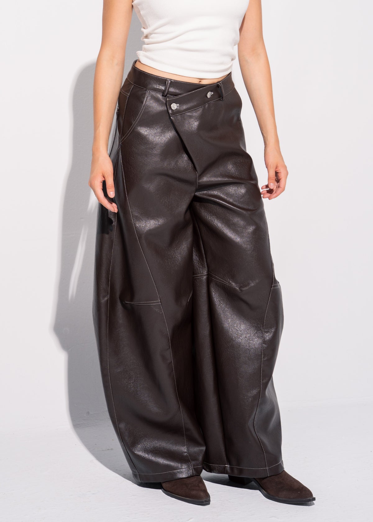 Cross Over Leather Trousers