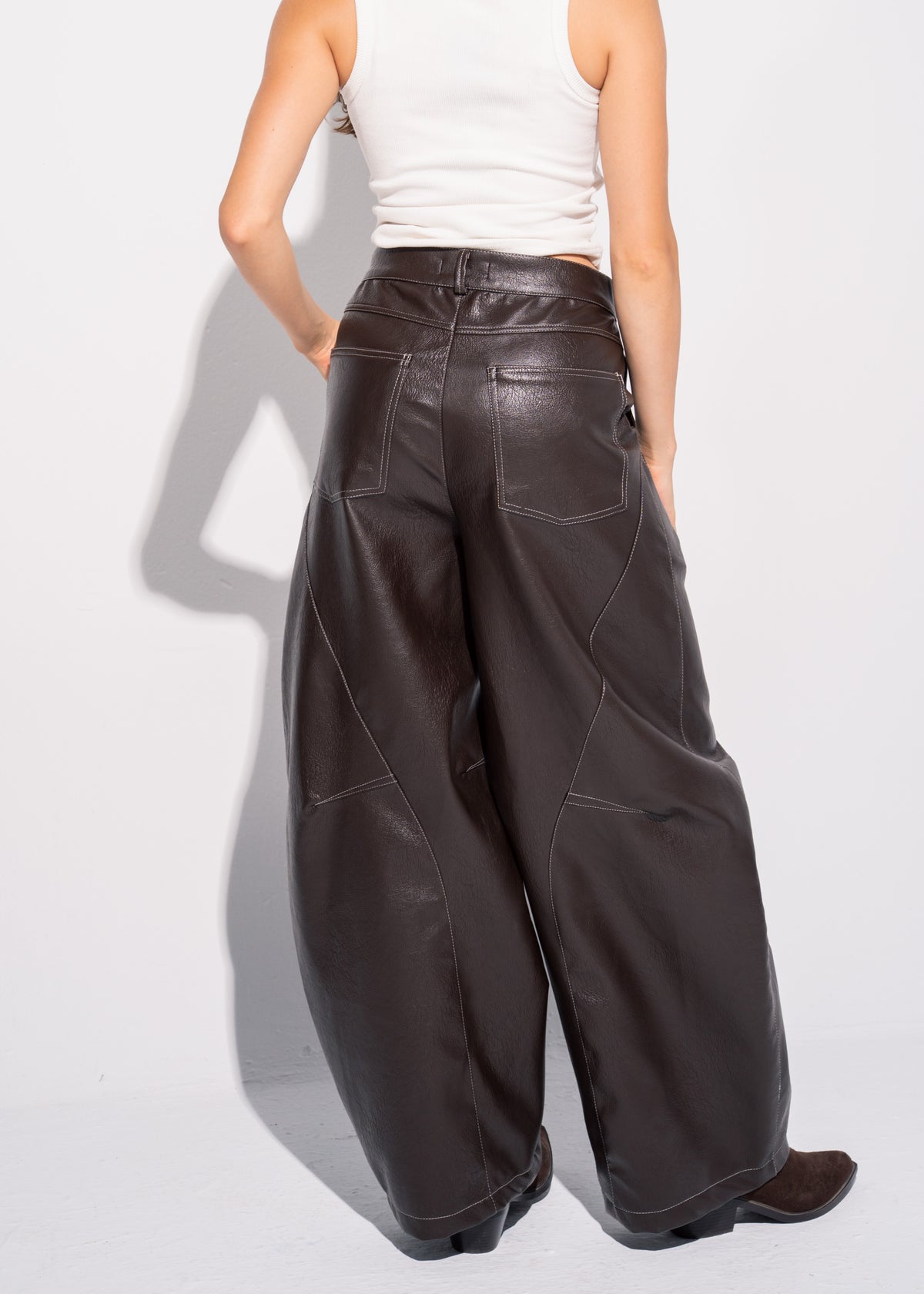 Cross Over Leather Trousers