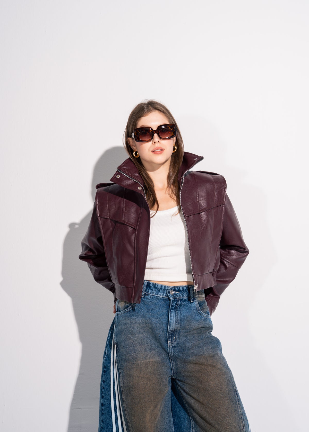 Short Leather Effect Jacket