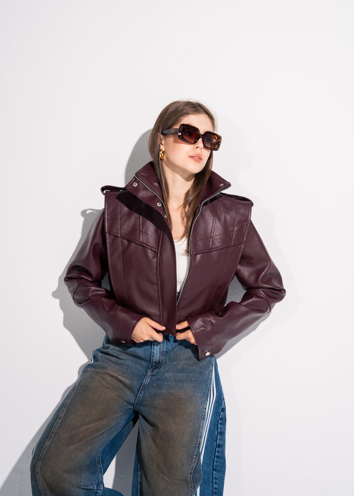 Short Leather Effect Jacket