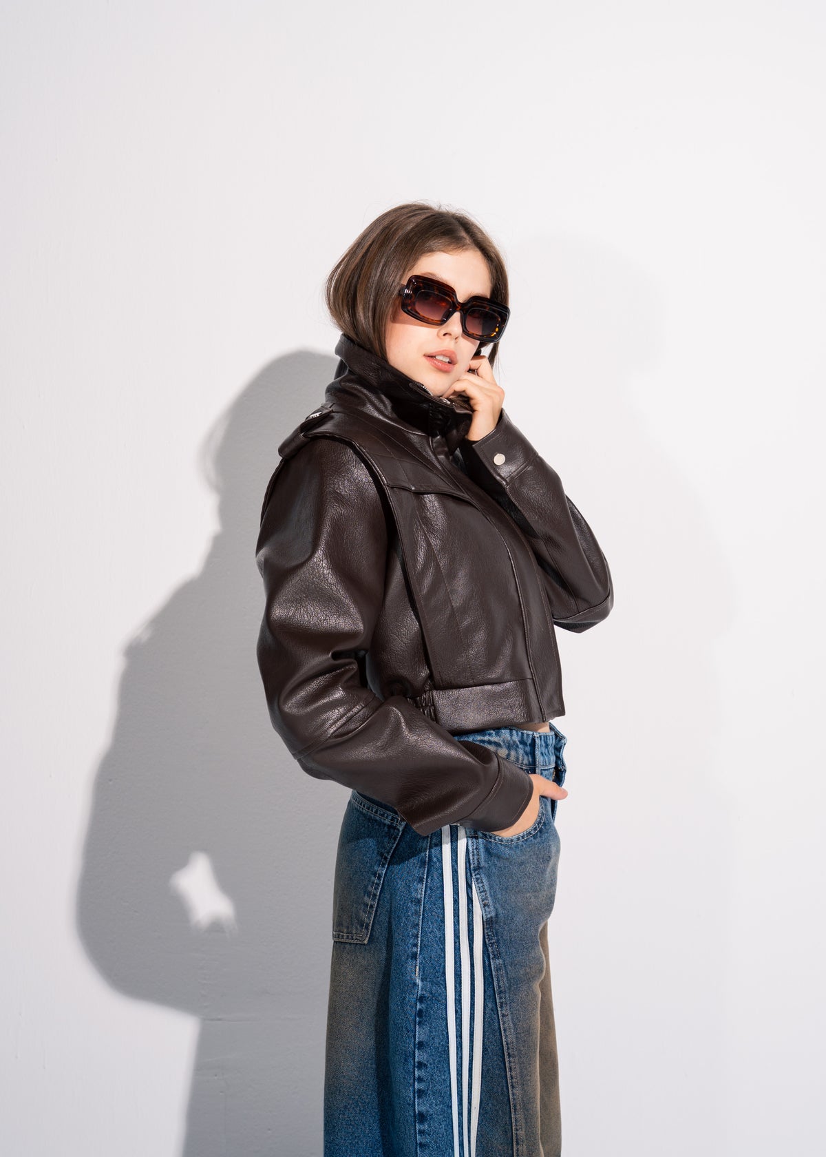 Short Leather Effect Jacket