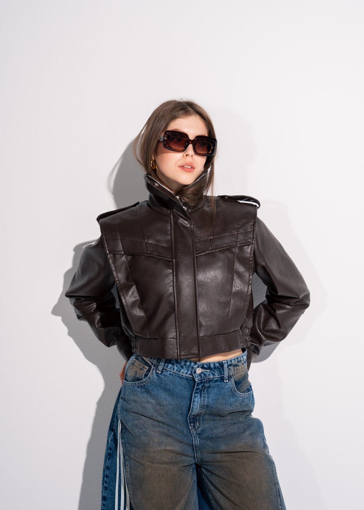Short Leather Effect Jacket