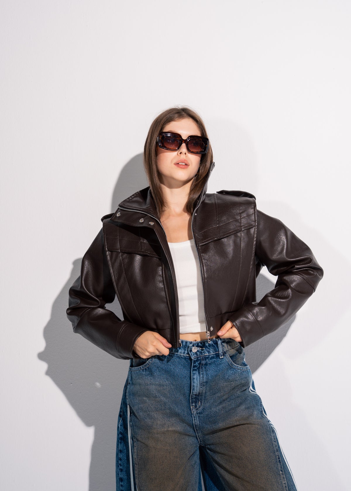 Short Leather Effect Jacket