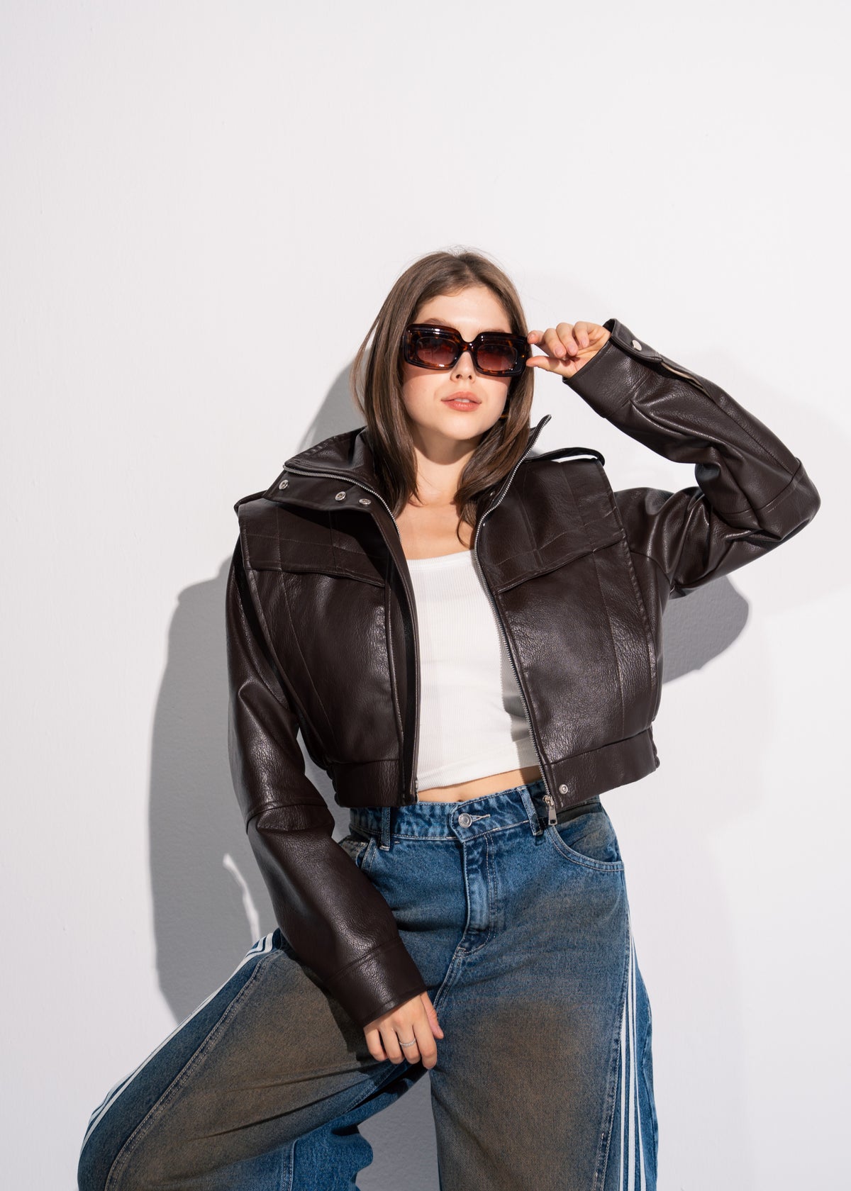 Short Leather Effect Jacket