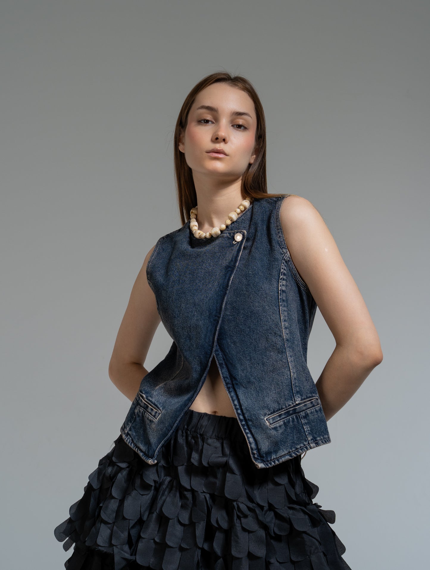 sleeveless denim vest