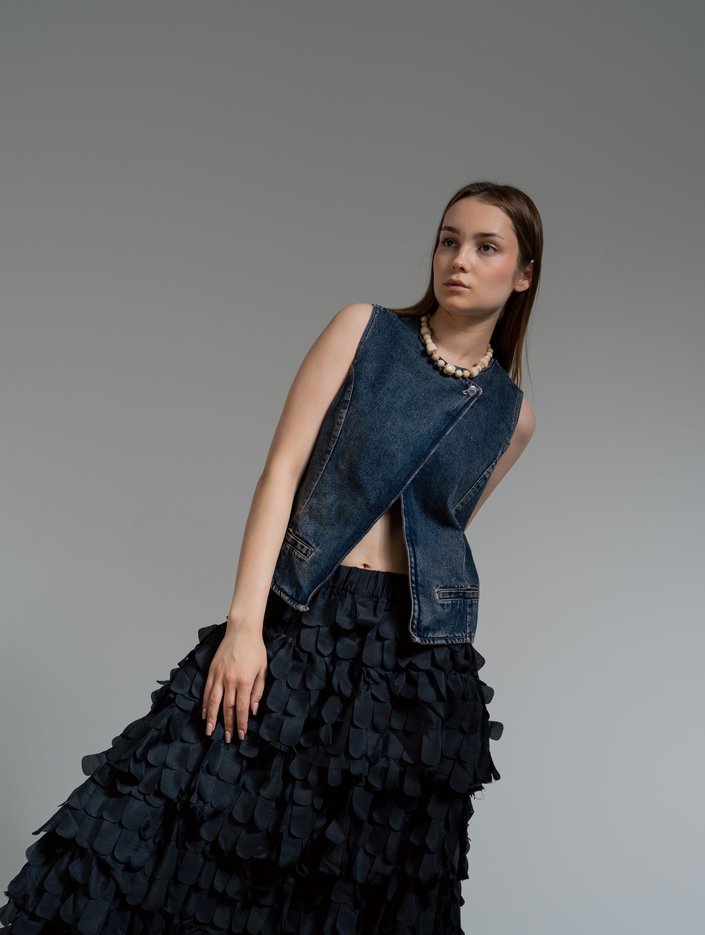 sleeveless denim vest