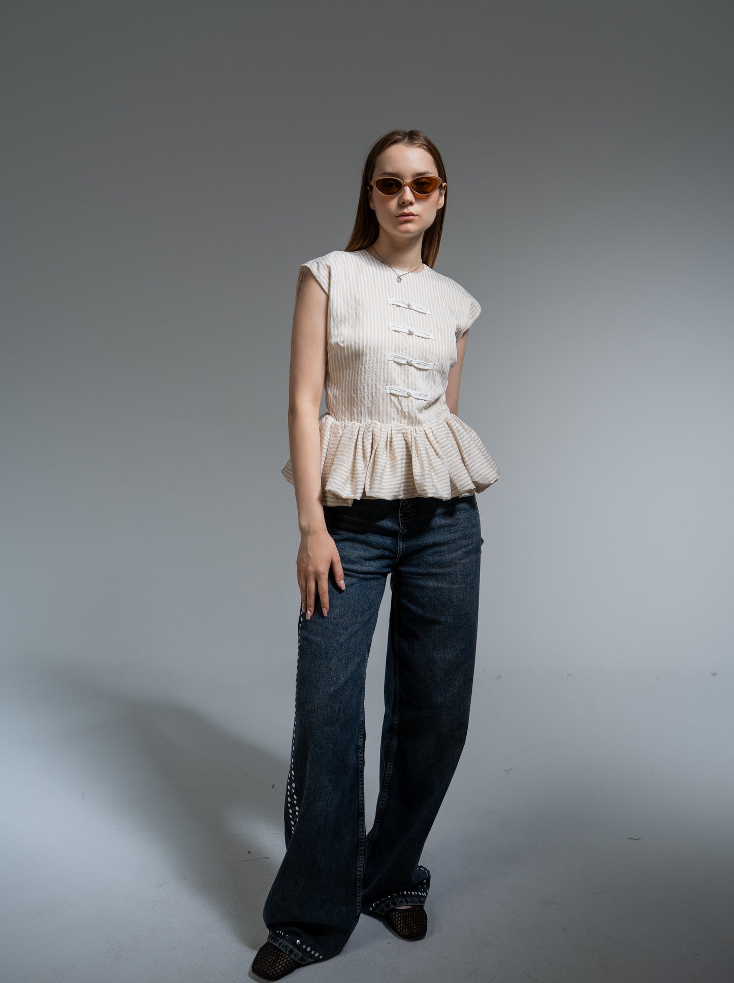 stripe napleon blouse