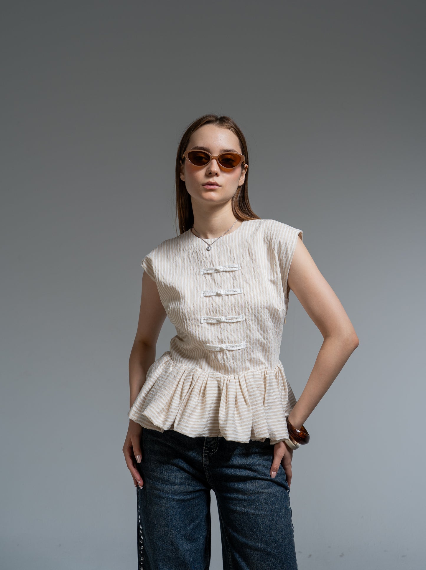 stripe napleon blouse