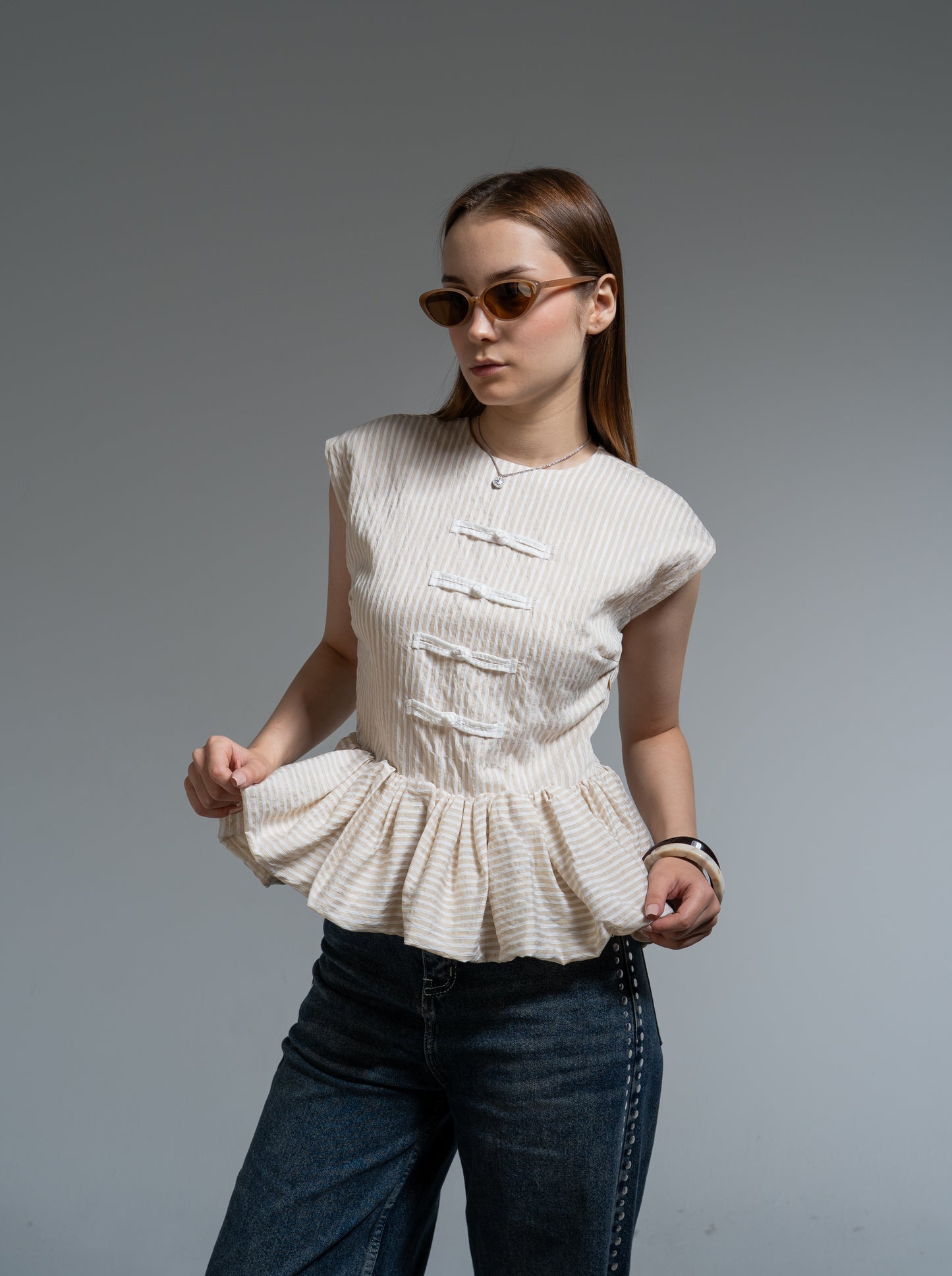 stripe napleon blouse