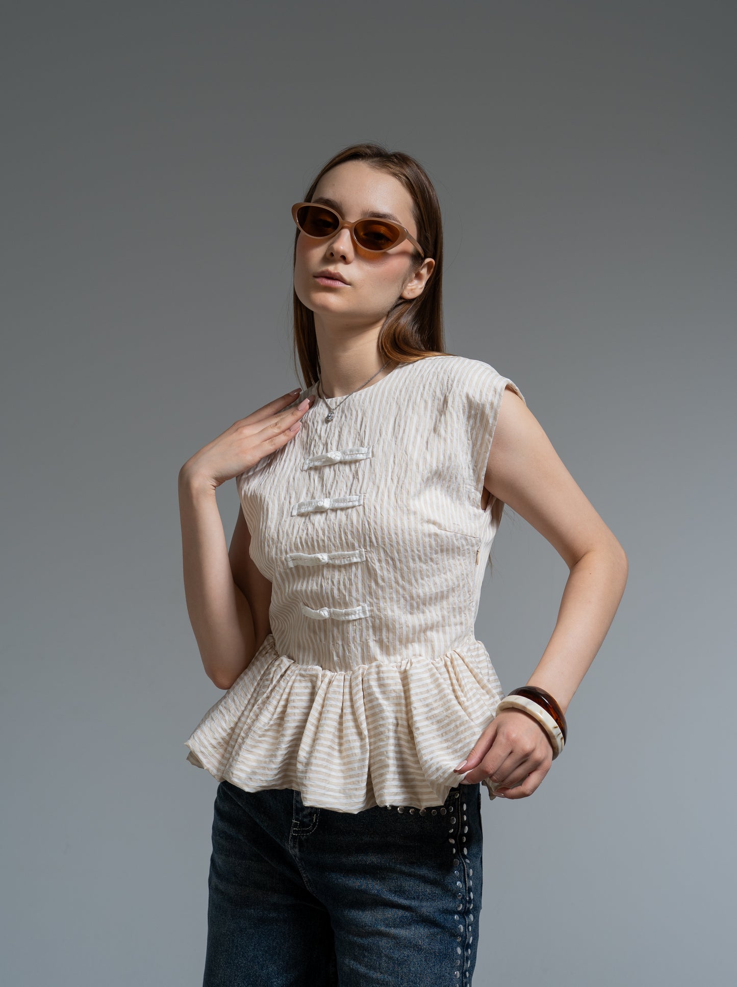 stripe napleon blouse