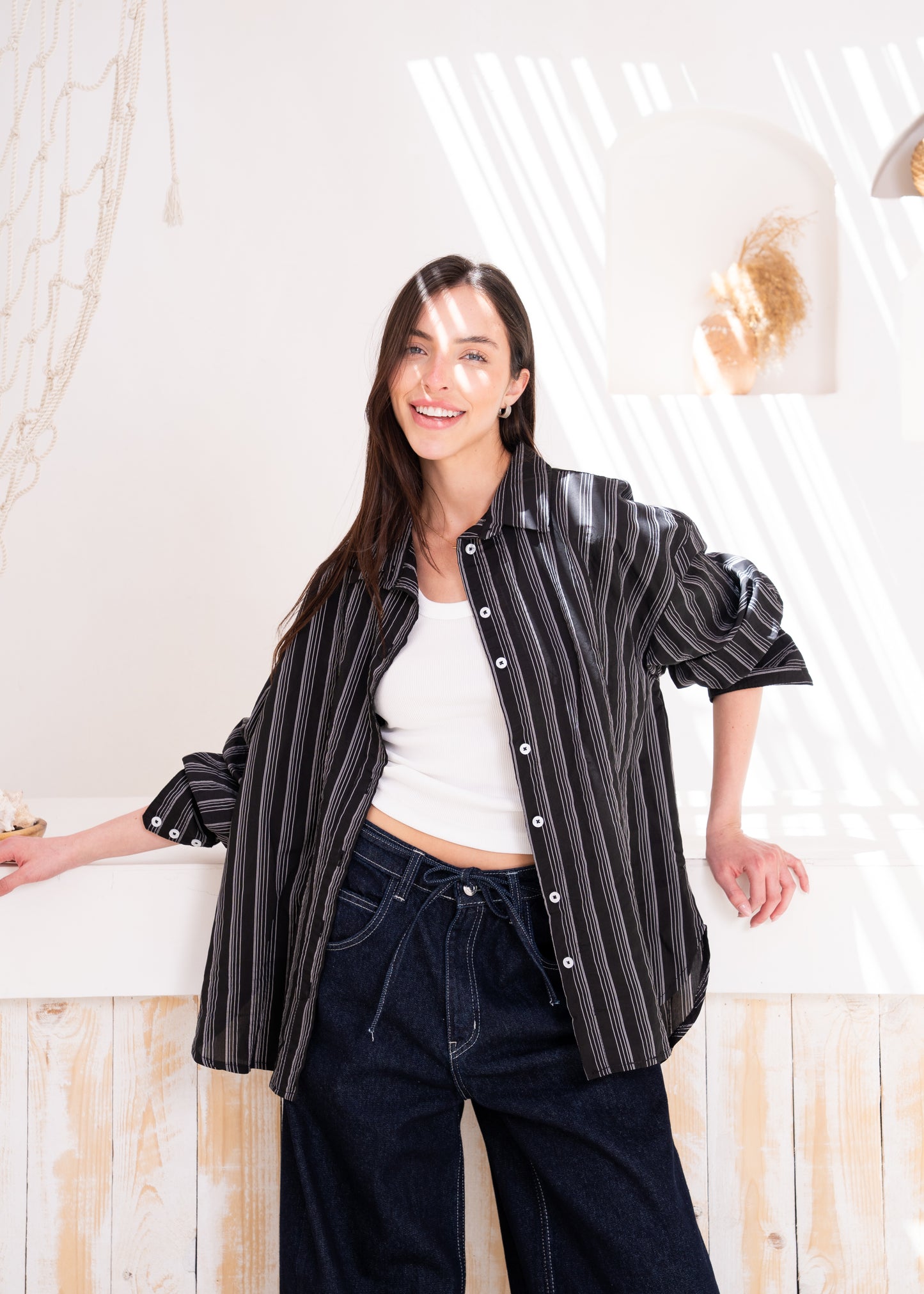 oversize stripe shirt
