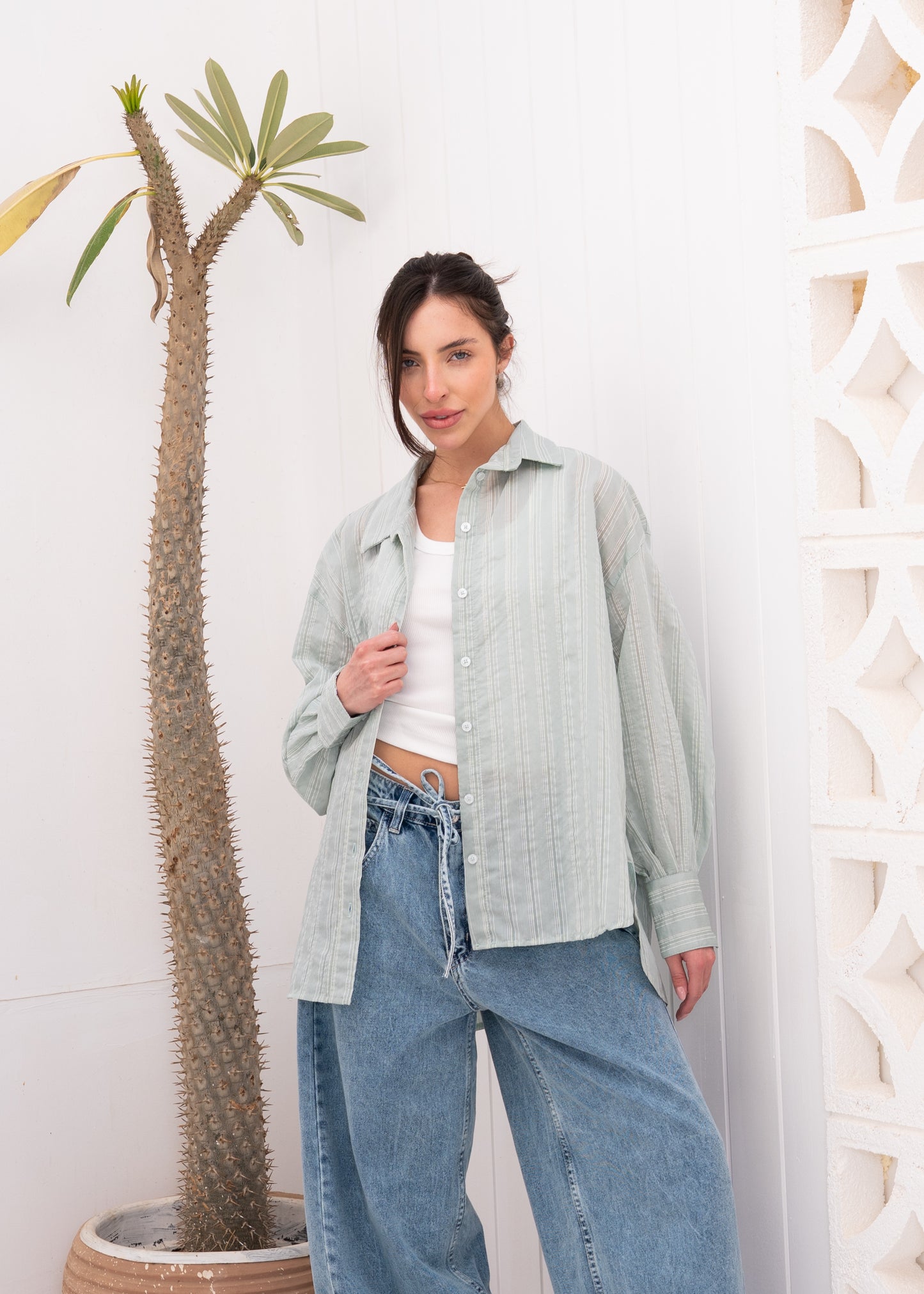 oversize stripe shirt