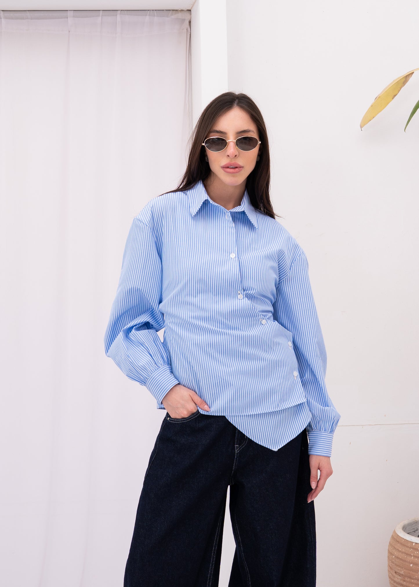 wrap stripe shirt