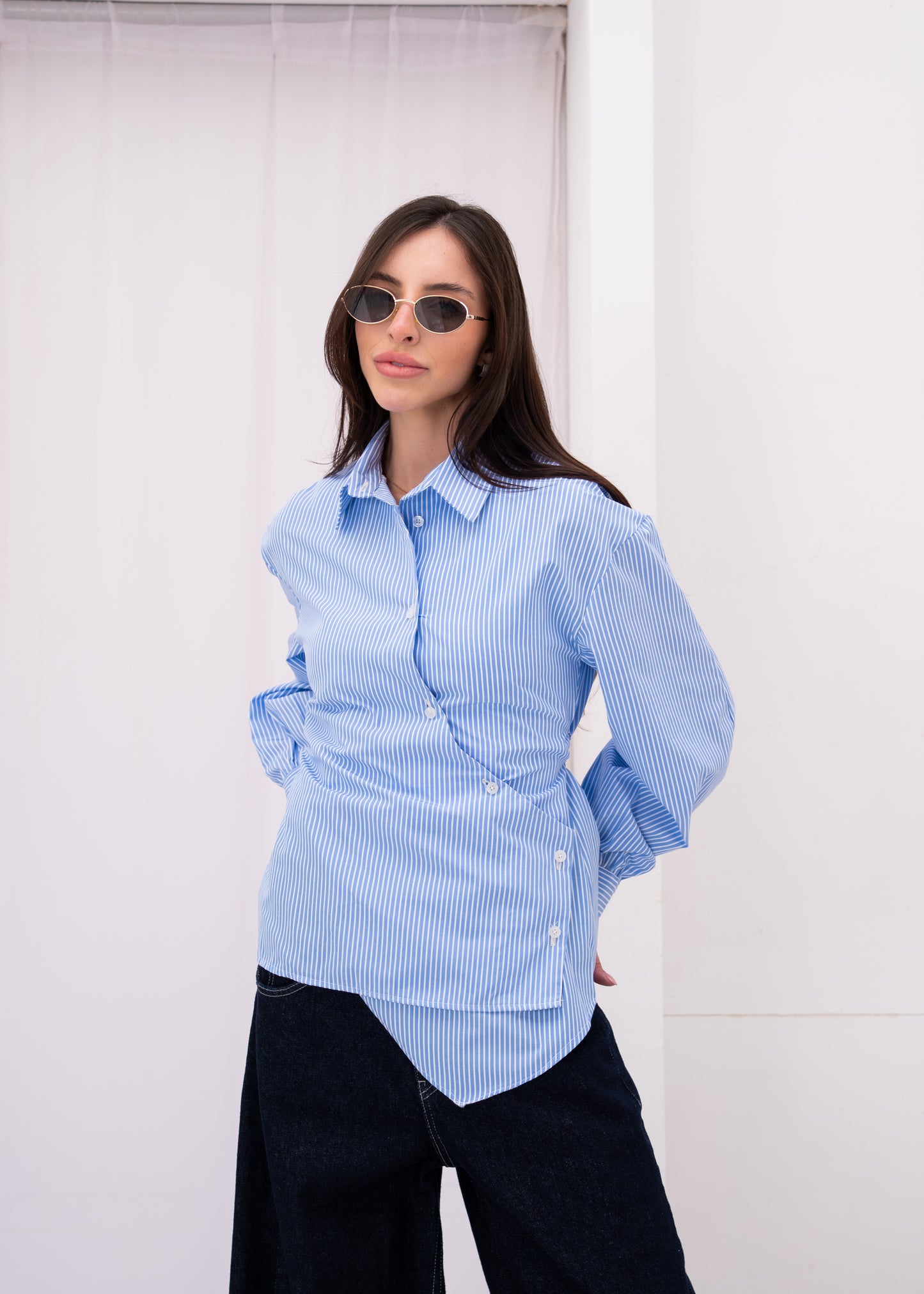 wrap stripe shirt