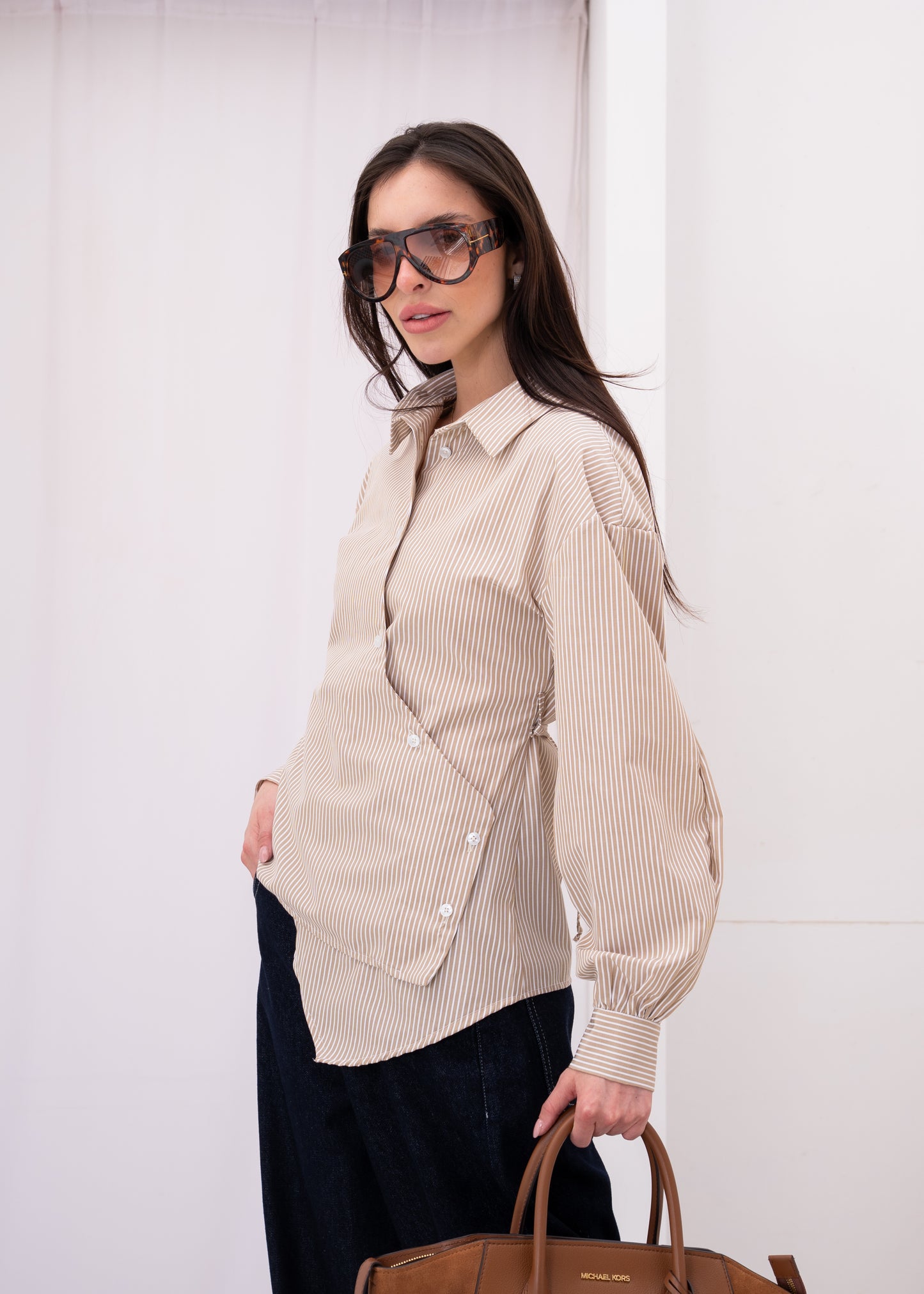 wrap stripe shirt