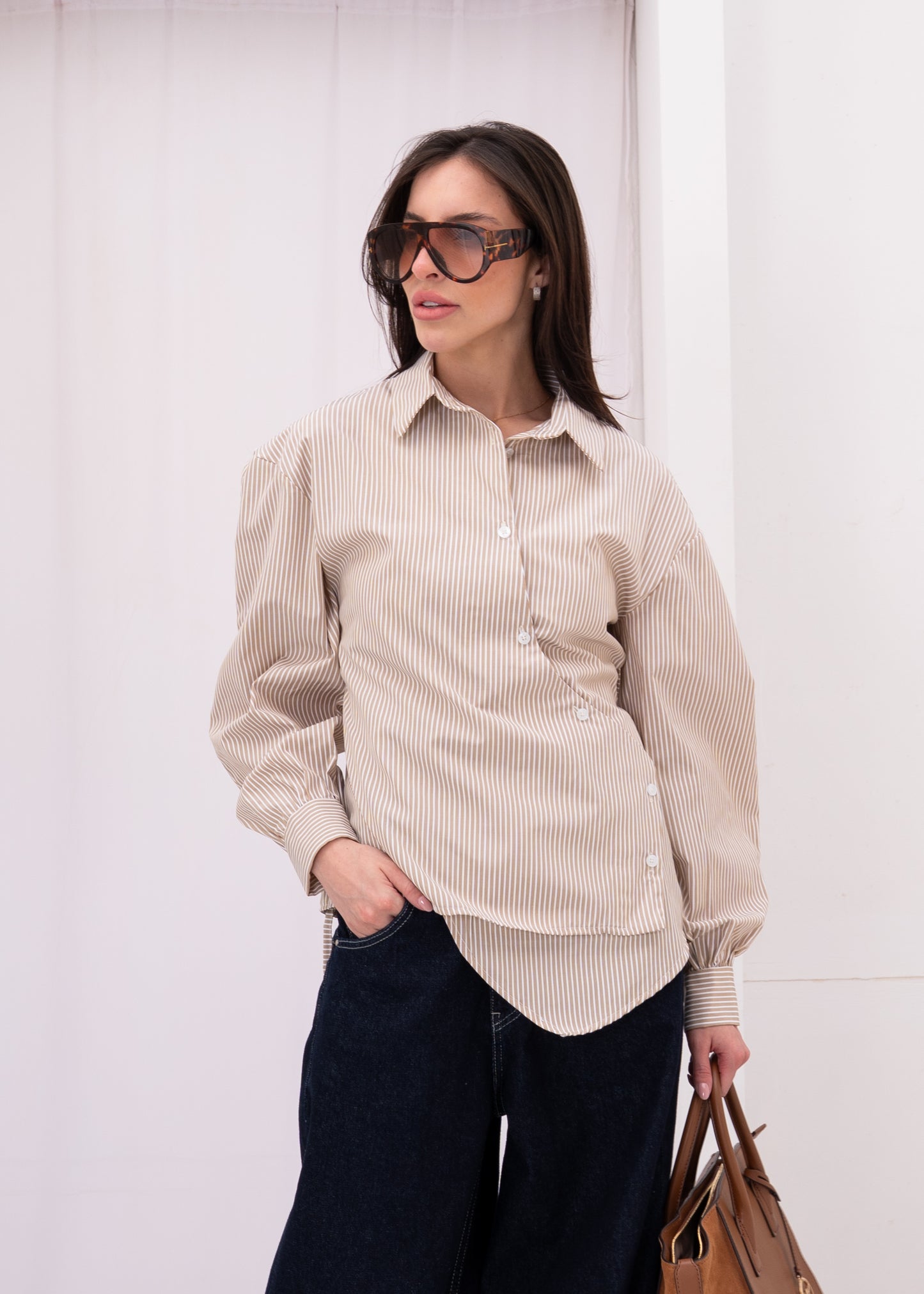wrap stripe shirt