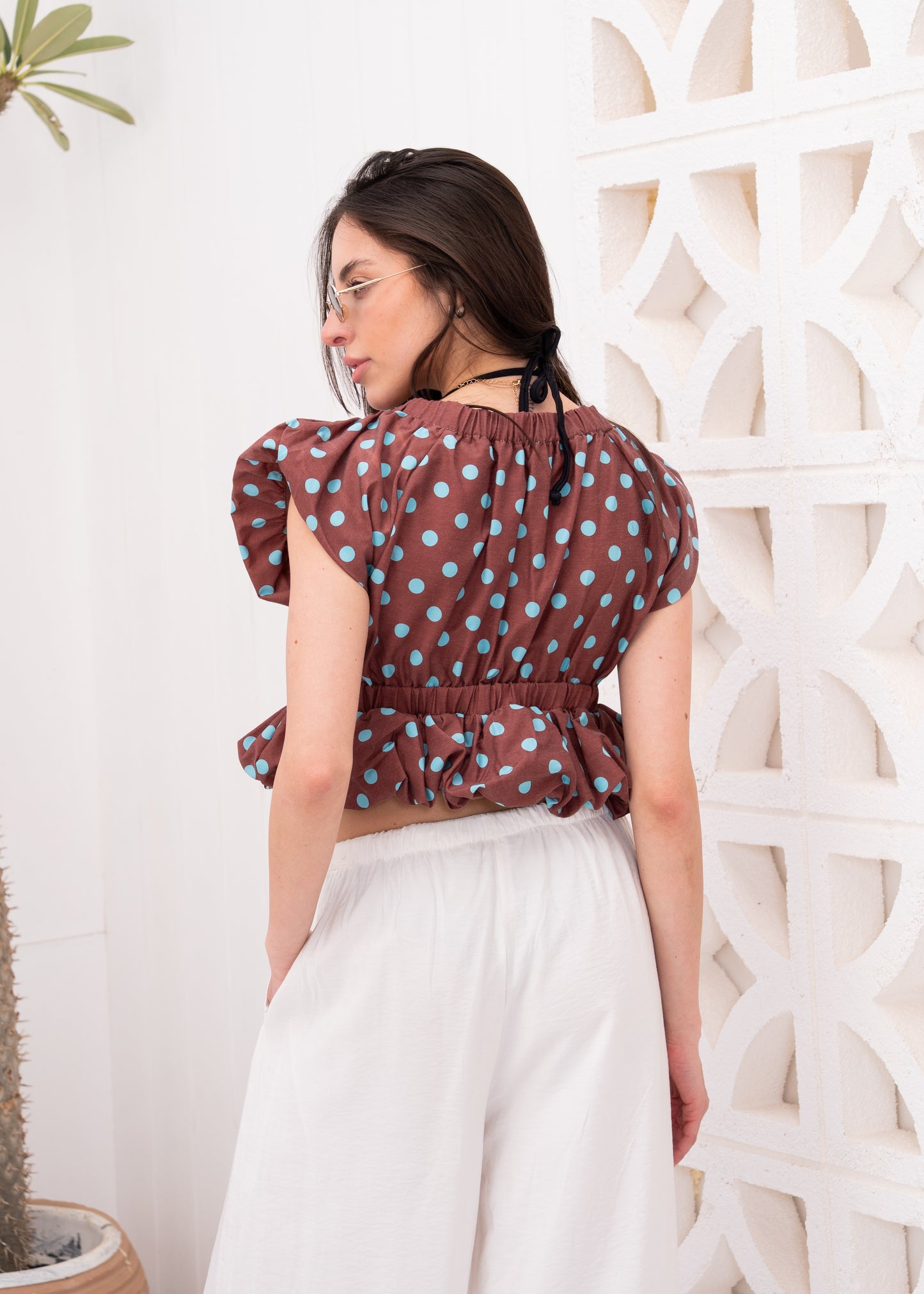 cropped Polka dots blouse