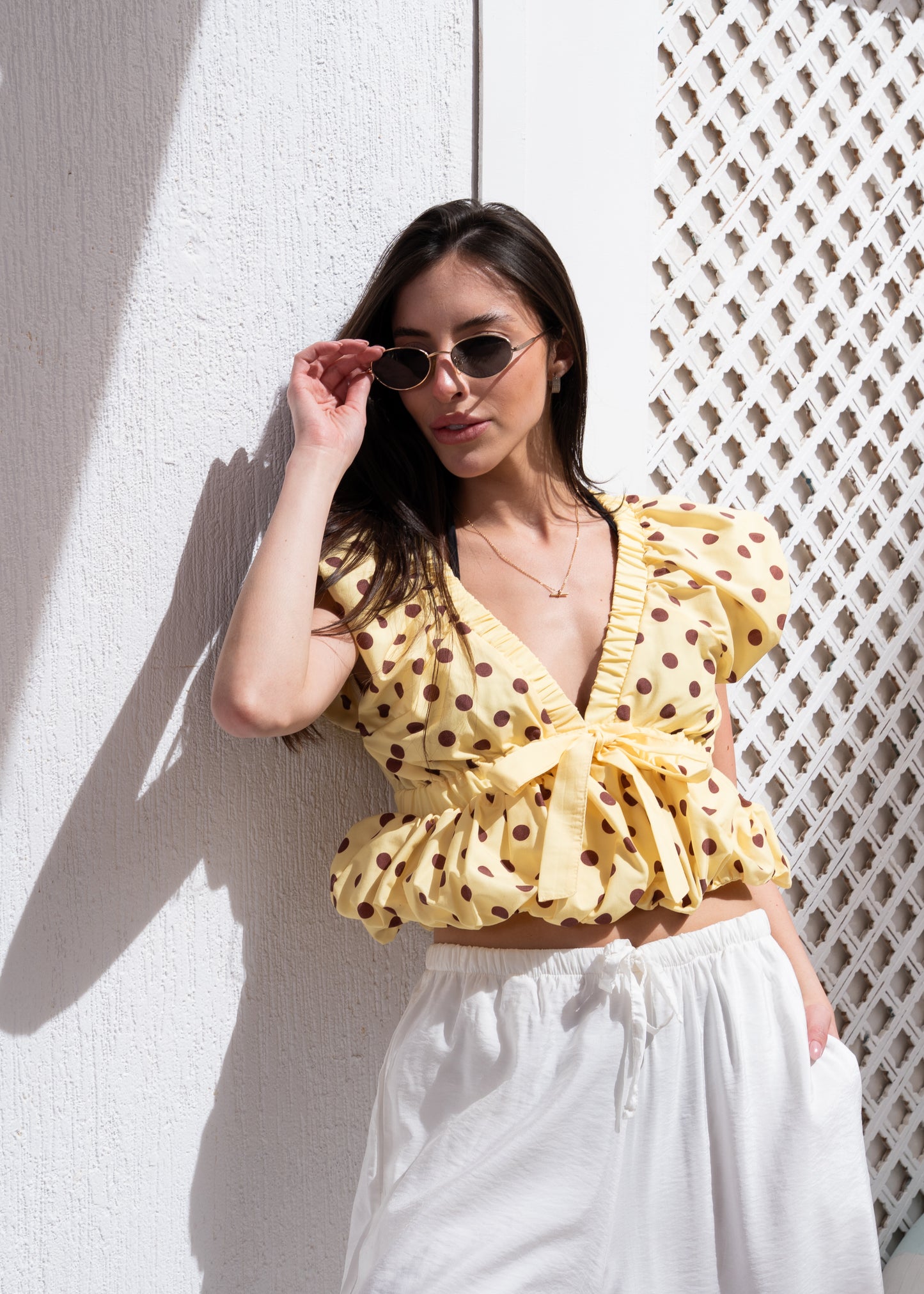 cropped Polka dots blouse