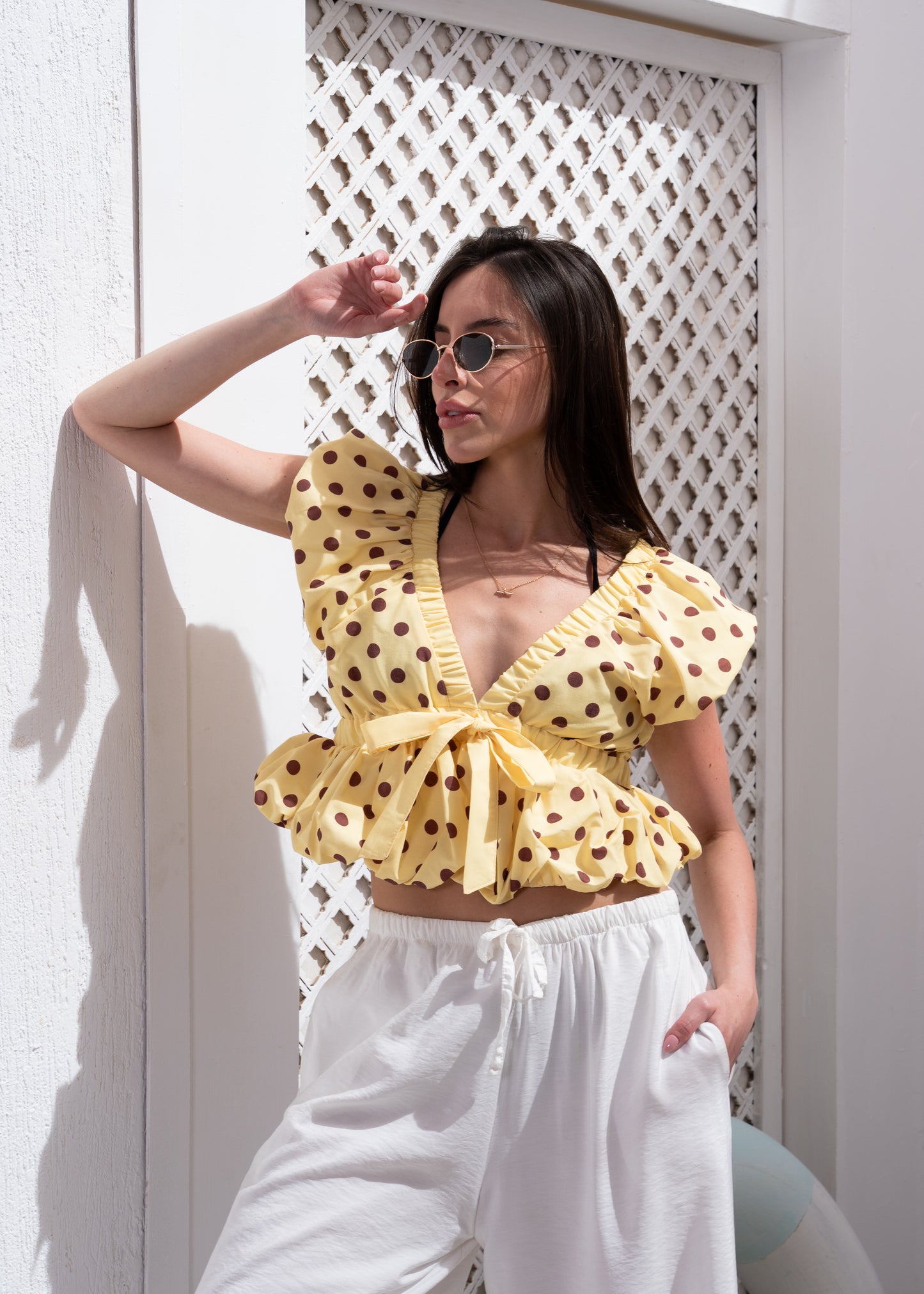 cropped Polka dots blouse